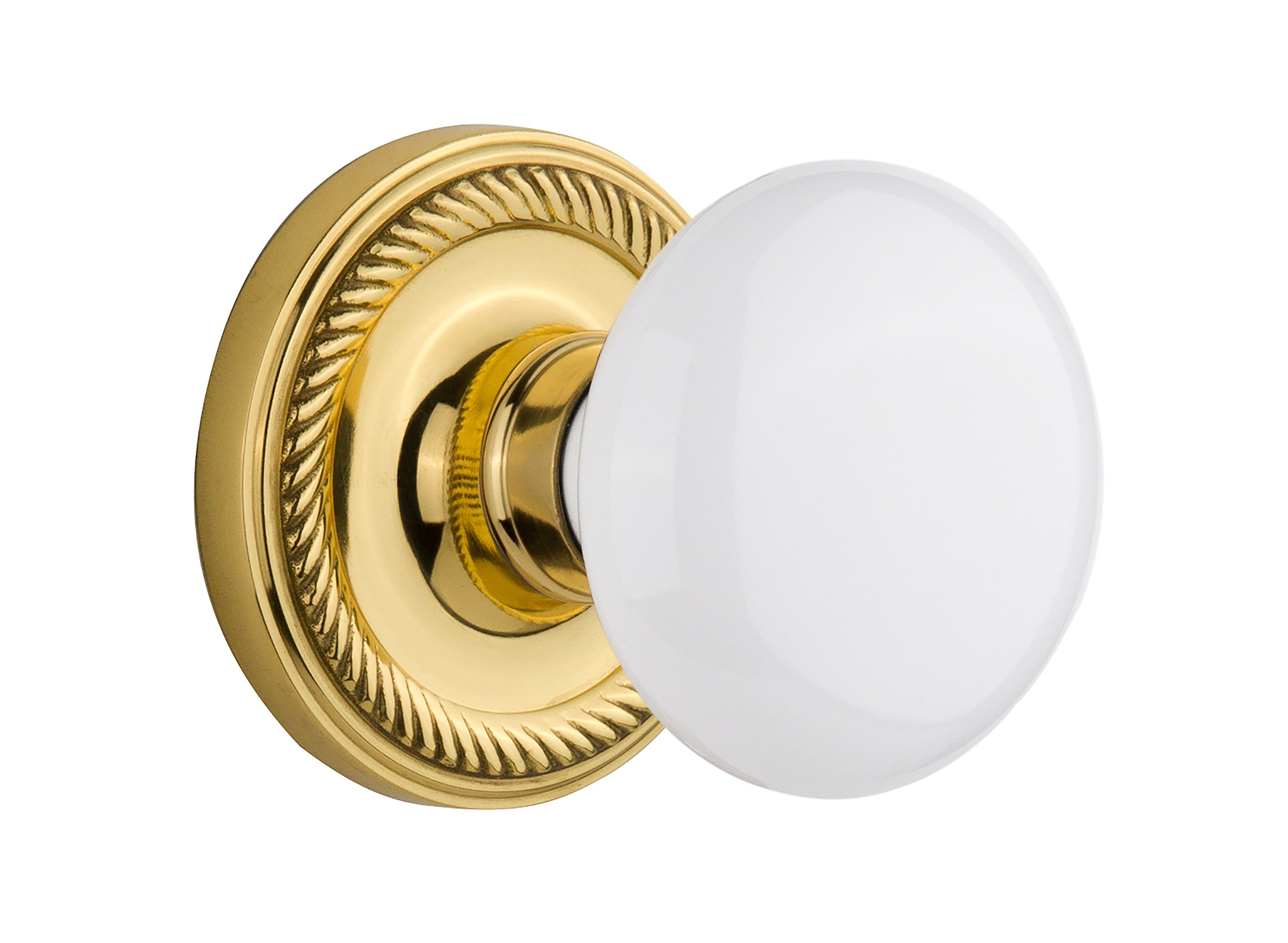 Vintage White Porcelain Knob with Rope Rosette - 2.375