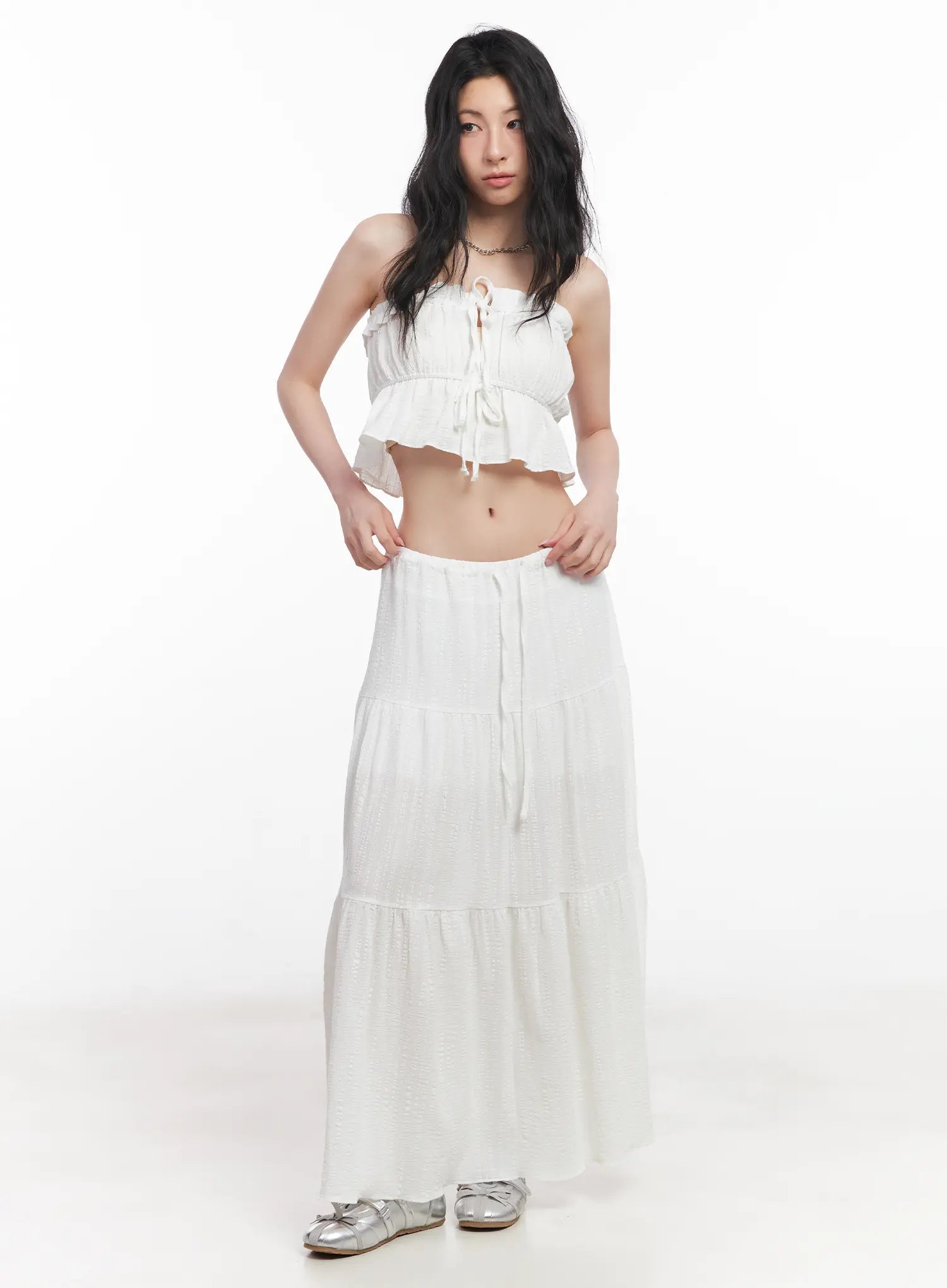 Stylish Cotton Tiered Maxi Skirt CU510 - Flowy Boho Summer Dress for Women - Perfect for Beach, Vacation & Casual Outings