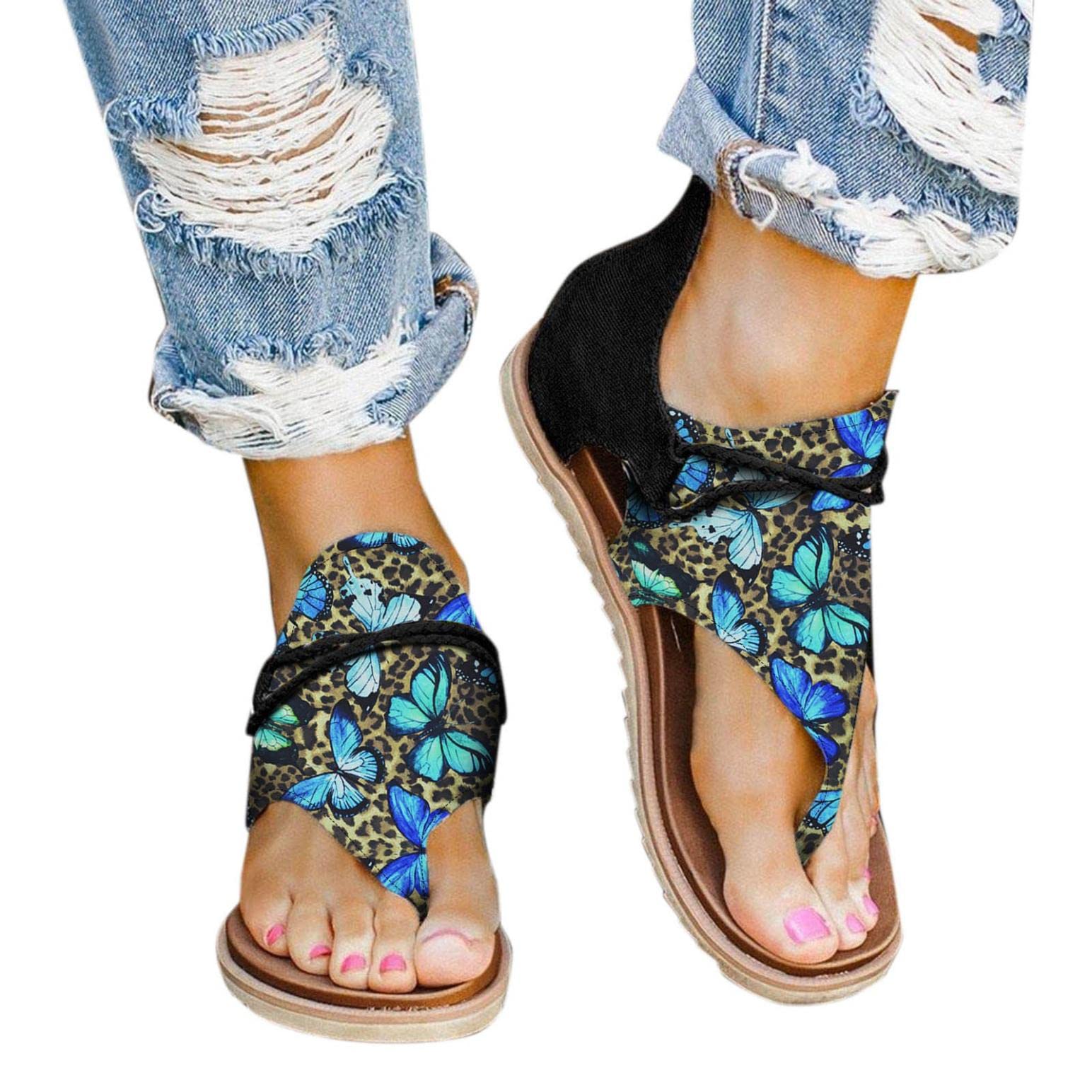FABIURT Women's Flat Sandals - Roman Style Summer Beach Shoes with Bunion Correction, Open Toe Casual Sandals for Women | Perfect for Beach Vacations, Walking & Summer Outfits