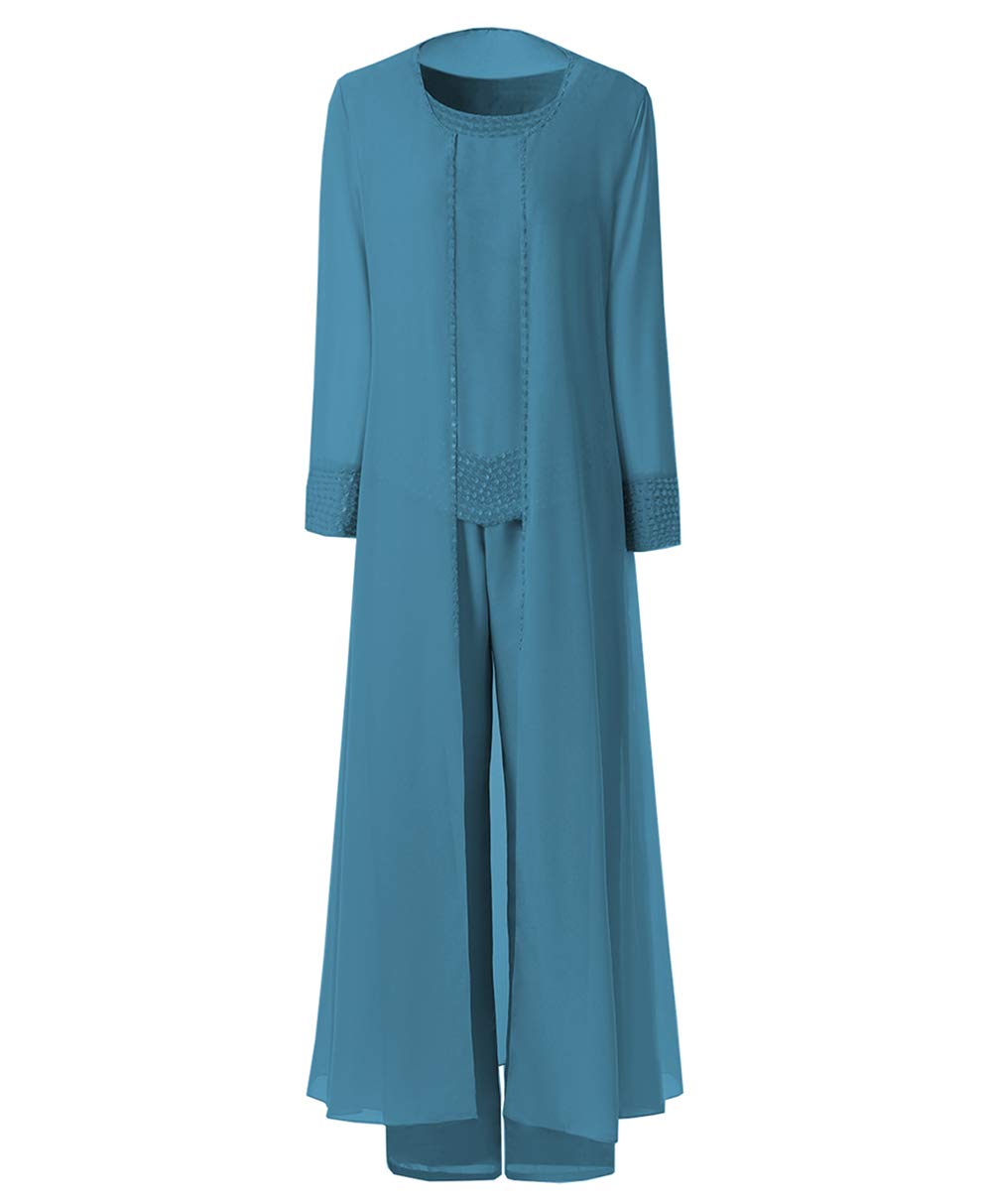 Elegant Beaded Chiffon 3-Piece Women's Jumpsuit Pant Suit with Jacket - Mother of the Bride Dress for Weddings, Parties & Special Occasions
