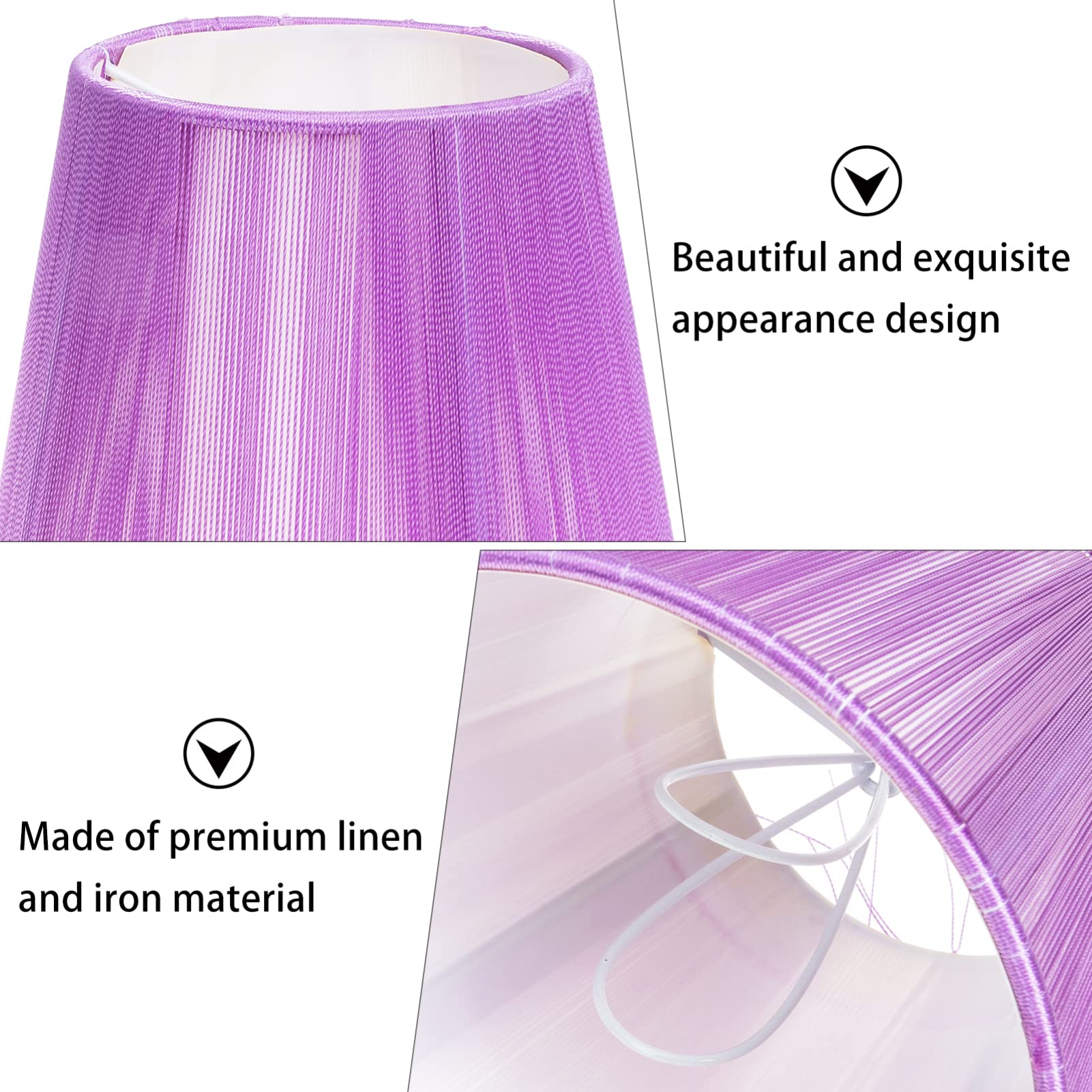E14 Clip On Lampshade - Fabric Table Lamp Cover, Chandelier Shade, Hanging Light Protector & Bulb Cage Guard for Floor, Wall & Pendant Lights (Lavender) - Perfect for Bedroom, Living Room & Dining Room Lighting Decor