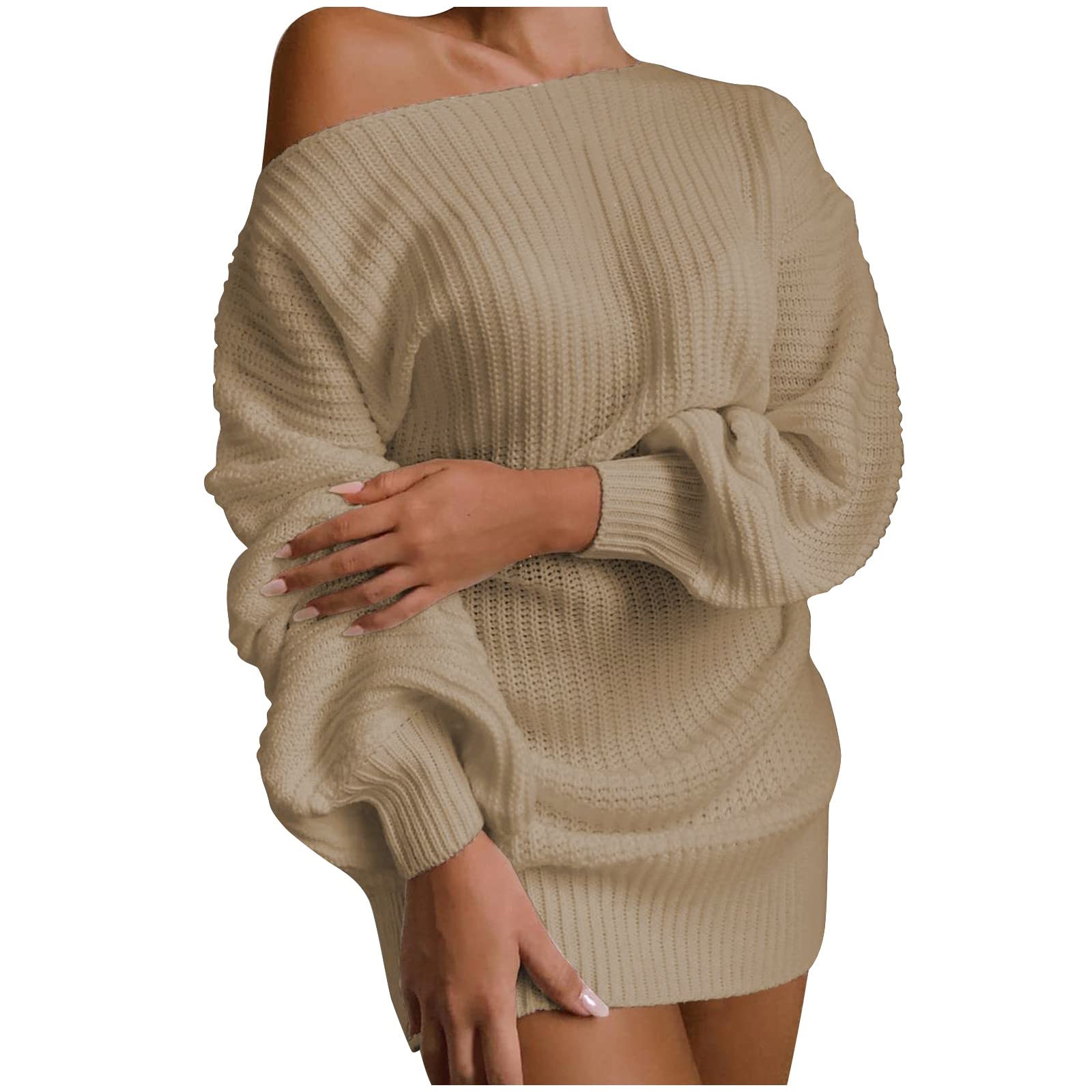 BRADEM Women's Long Sleeve Off Shoulder Sweater Maxi Dress - Solid Color Casual Spring Dress for Ladies | Perfect for Date Nights, Beach Vacations & Weekend Outings