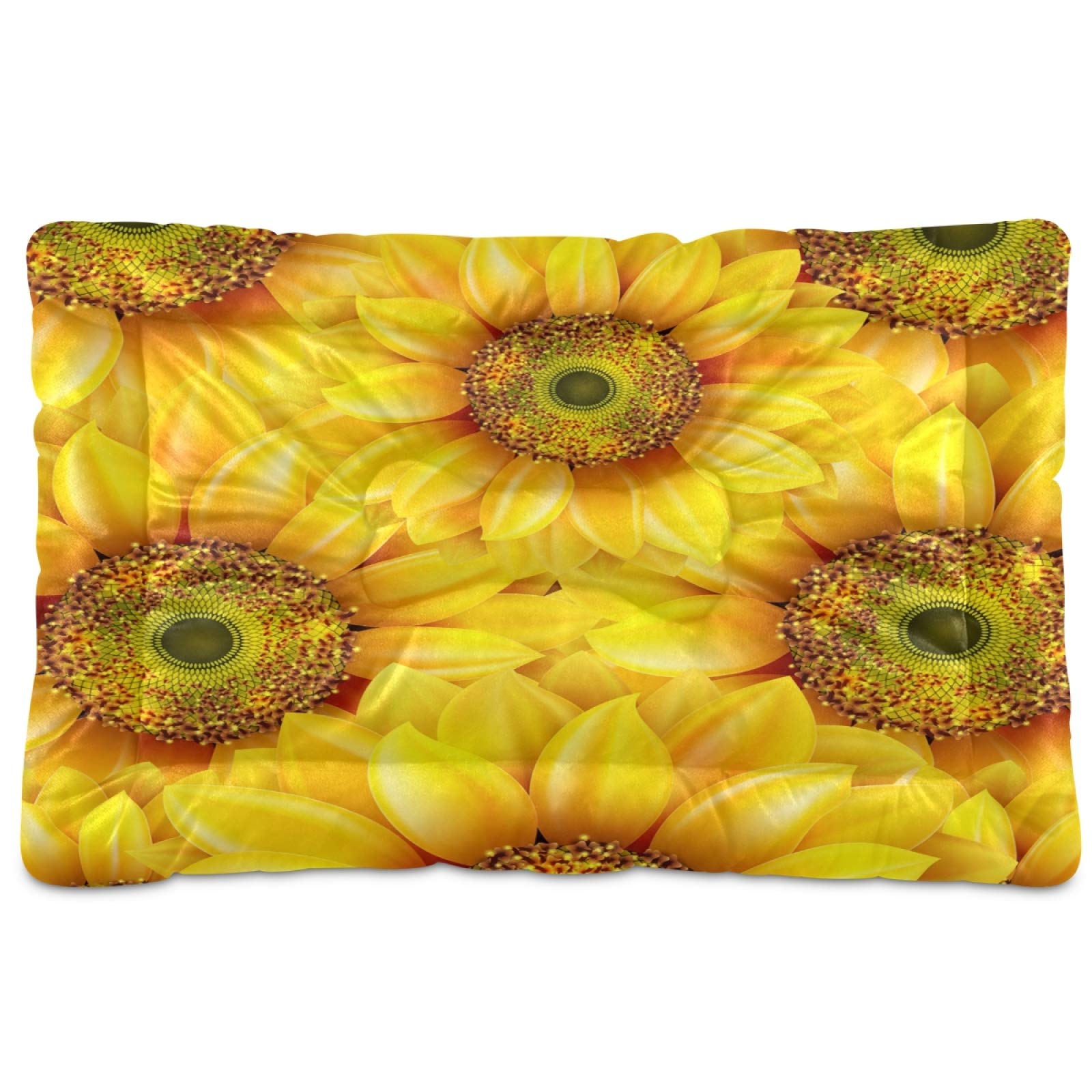 KEEPREAL Floral Sunflower Pet Bed - Ultra Soft Rectangle Dog Bed & Cat Bed for Small Medium Large Dogs (36x24 Inch) - Comfortable Calming Bed for Puppies, Kittens - Perfect for Living Room, Bedroom & Pet Travel