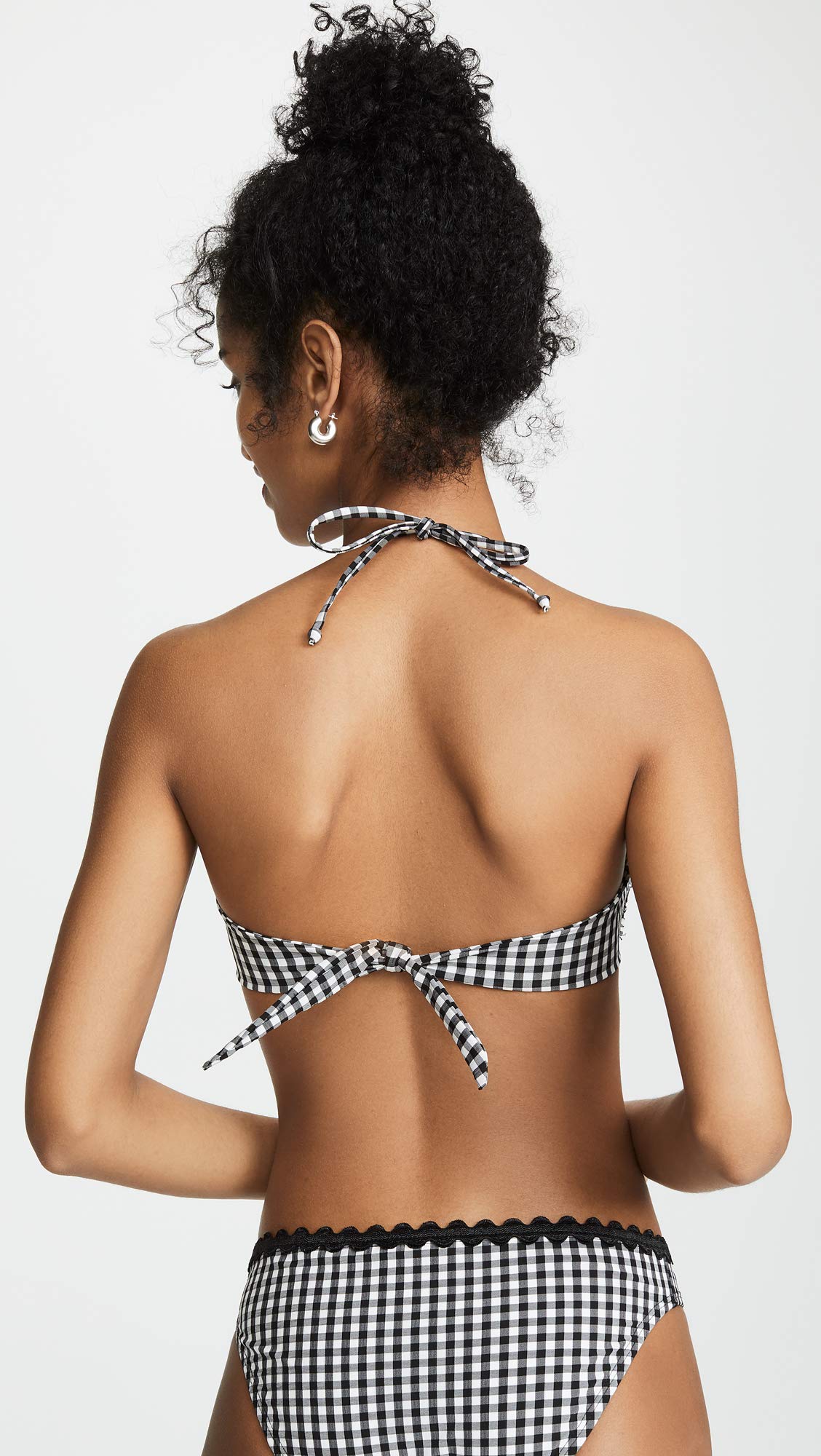 Shoshanna Women's Classic Black and White Gingham Bikini Top - Adjustable Straps, Comfortable Swimwear for Beach, Pool & Summer Vacation