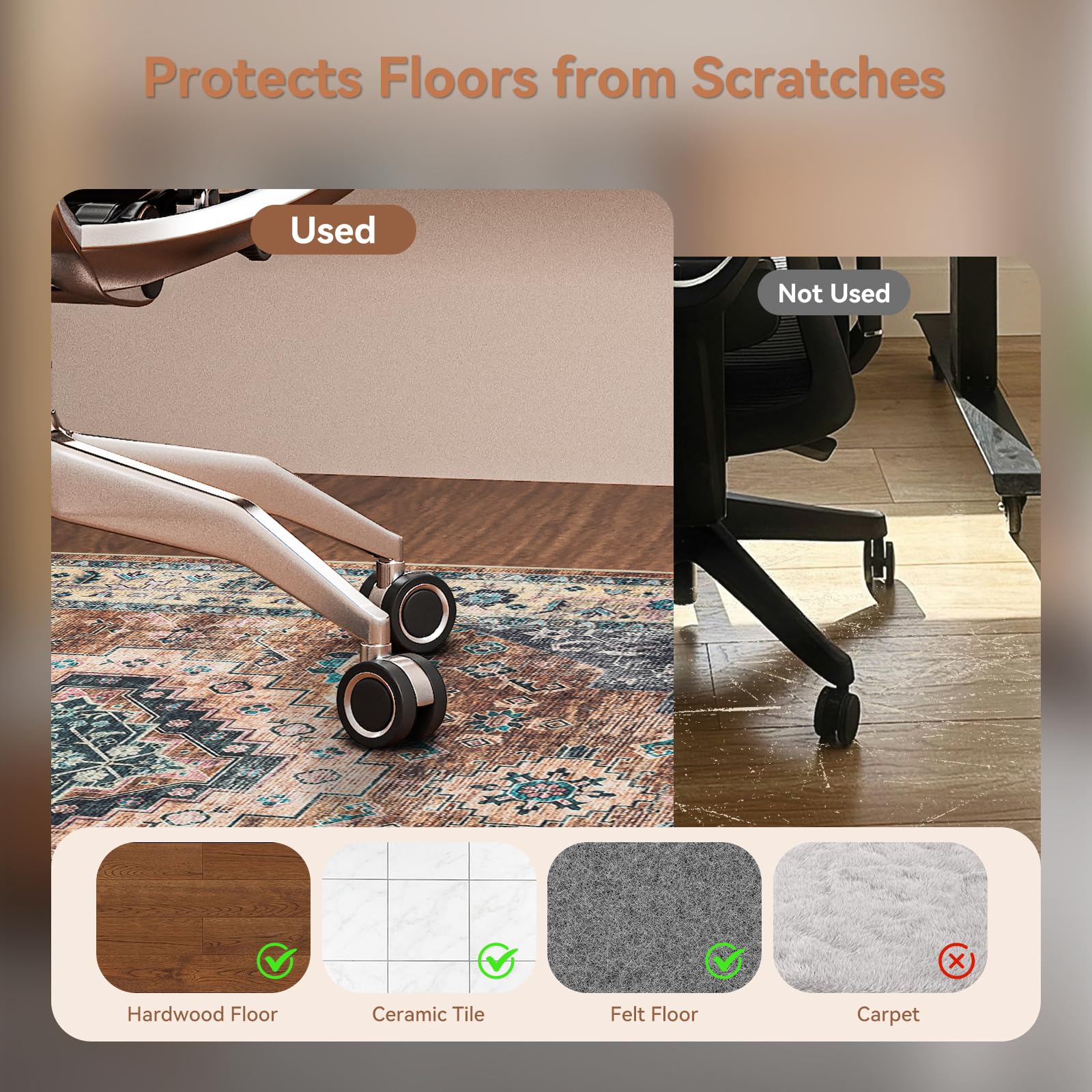 48x60 Inch Non-Slip Office Chair Mat for Hardwood Floors - Boho Style Under Desk Rug with Floor Protection - Machine Washable Rolling Chair Mat for Computer Desks in Home & Office (Red) - Perfect for Workspaces, Gaming Setups & Home Offices