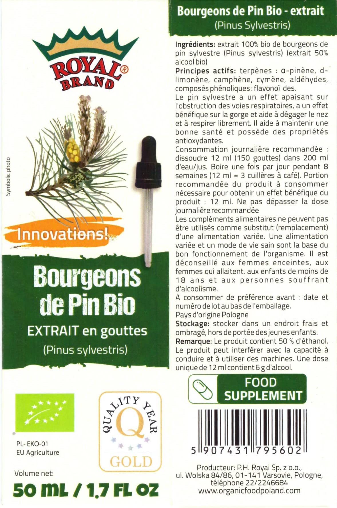 Organic Pine Needles & Pine Buds Extract Tincture - 50ml (1.7 FL OZ) - Natural Herbal Remedy for Respiratory Health & Immune Support - Perfect for Aromatherapy, DIY Skincare & Holistic Wellness