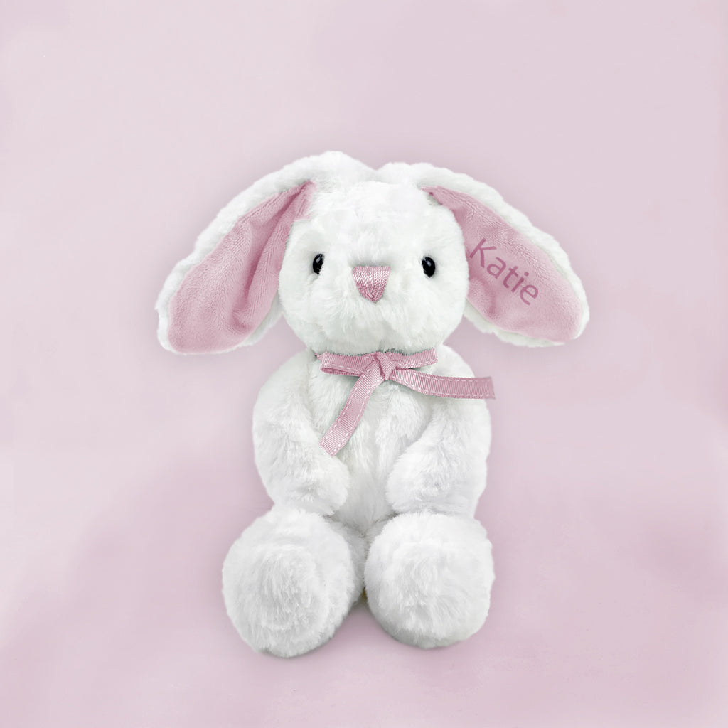 Personalized Pink Bunny Baby Gift Basket - Newborn Welcome Hamper for Baby Showers, Birthdays & Nursery Decor