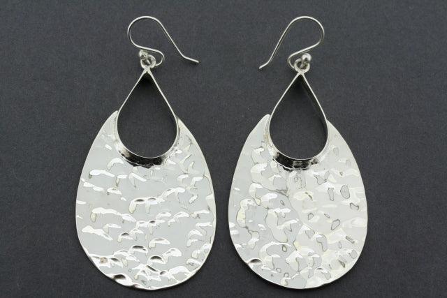 Large Battered Teardrop Earrings for Women - Vintage Boho Dangle Drop Earrings for Casual & Party Wear
