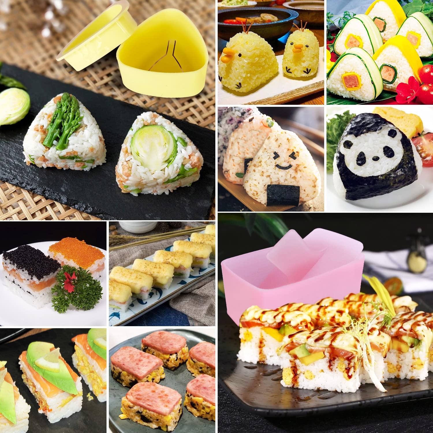 3-Pack Onigiri Mold Set - Triangle Rice Ball & Musubi Maker Kit for Sushi, Bento & DIY - Perfect for Kids Lunch, Home Cooking & Japanese Cuisine