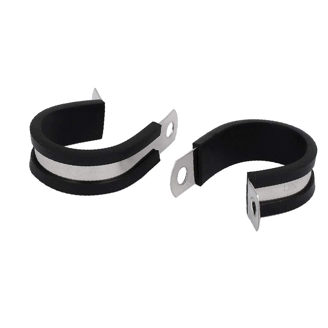 X-DREE 28mm EPDM Rubber Lined P Clips - Heavy Duty Cable Hose Pipe Clamps Holder (2 Pack) - Perfect for Automotive Wiring, Marine Applications & Home Organization
