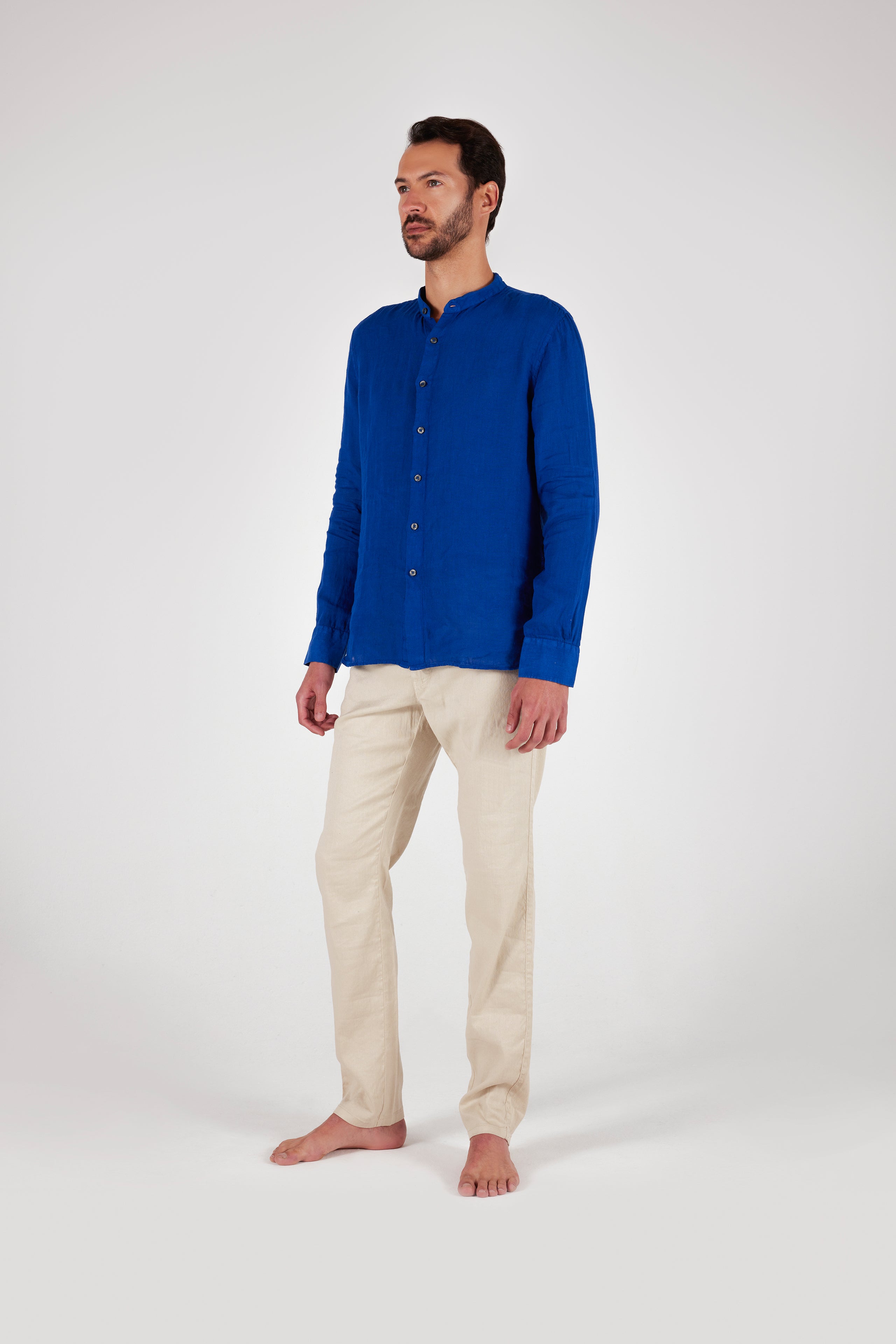 LS Banded Collar Shirt for Men - Stylish Casual Button Down Shirt - Perfect for Office, Date Night & Weekend Outings