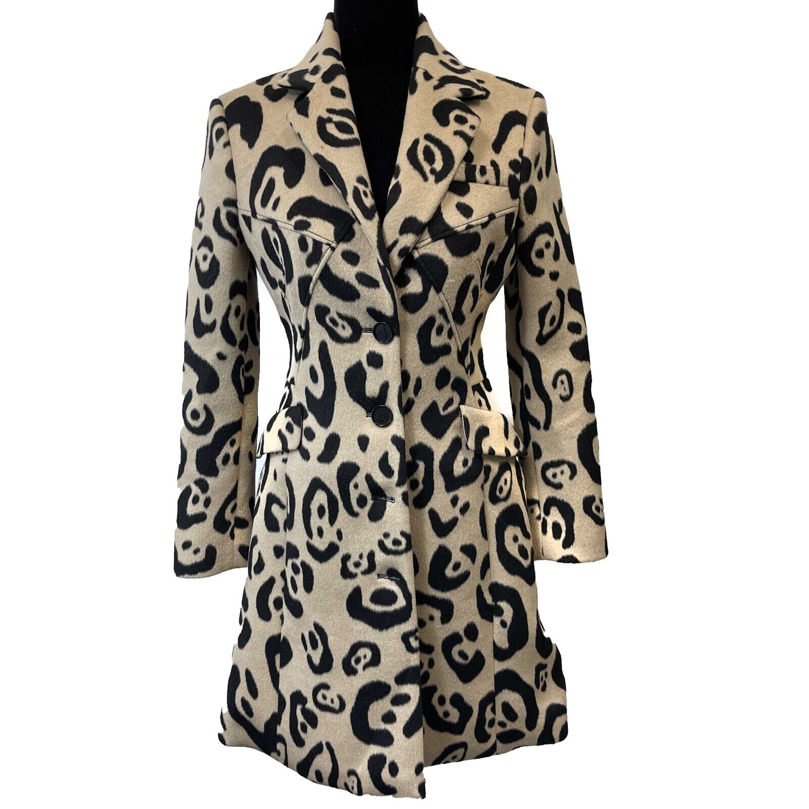 Altuzarra Leopard Print Wool Coat with Buttons - Size S | Stylish Winter Jacket for Women, Perfect for Office, Parties & Casual Outings