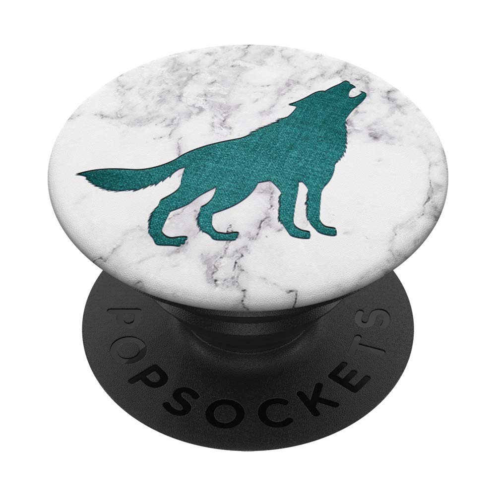 Teal Wolf Marble PopSockets Swappable PopGrip - Unique Wolf Lover Gift for Phone, Tablet & Laptop - Perfect for Work, Travel & Everyday Use