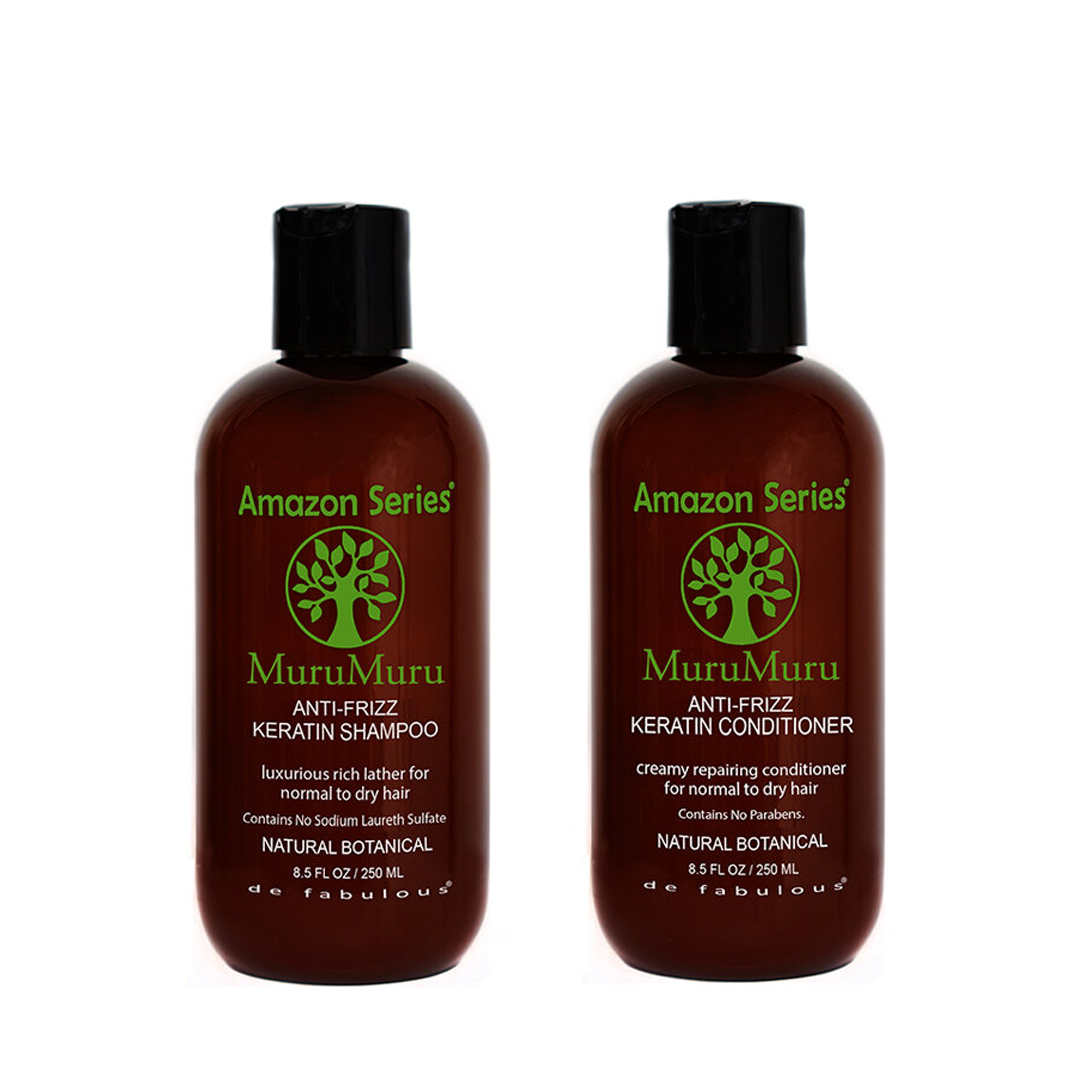 MuruMuru Keratin Shampoo & Conditioner Set for Frizz Control & Hair Repair - Sulfate Free, Paraben Free Hair Care Duo for Smooth, Shiny Hair - Perfect for Dry, Damaged & Curly Hair Types at Home or Salon Use