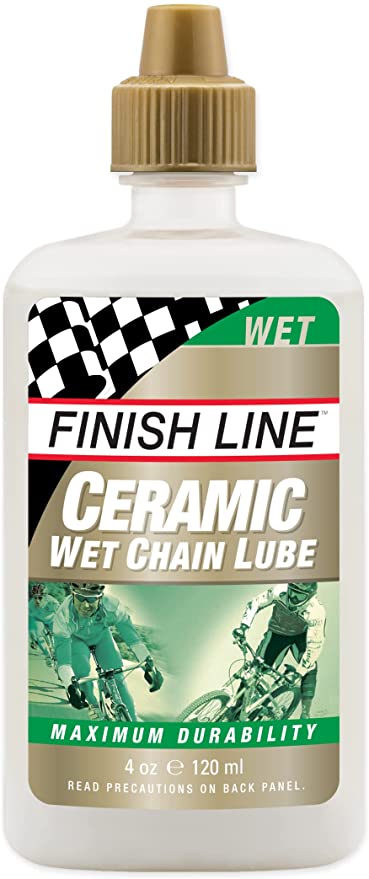 Finish Line Ceramic Wet Bicycle Chain Lube - Premium Bike Lubricant for Smooth, Quiet Riding in All Weather Conditions