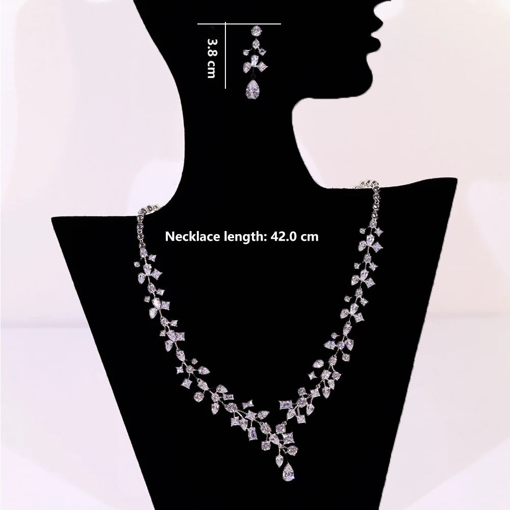 3A Cubic Zirconia Wedding Necklace Set - Sparkling Crystal Bridal Jewelry for Bride & Bridesmaids | Elegant Gift for Weddings, Anniversaries & Special Occasions