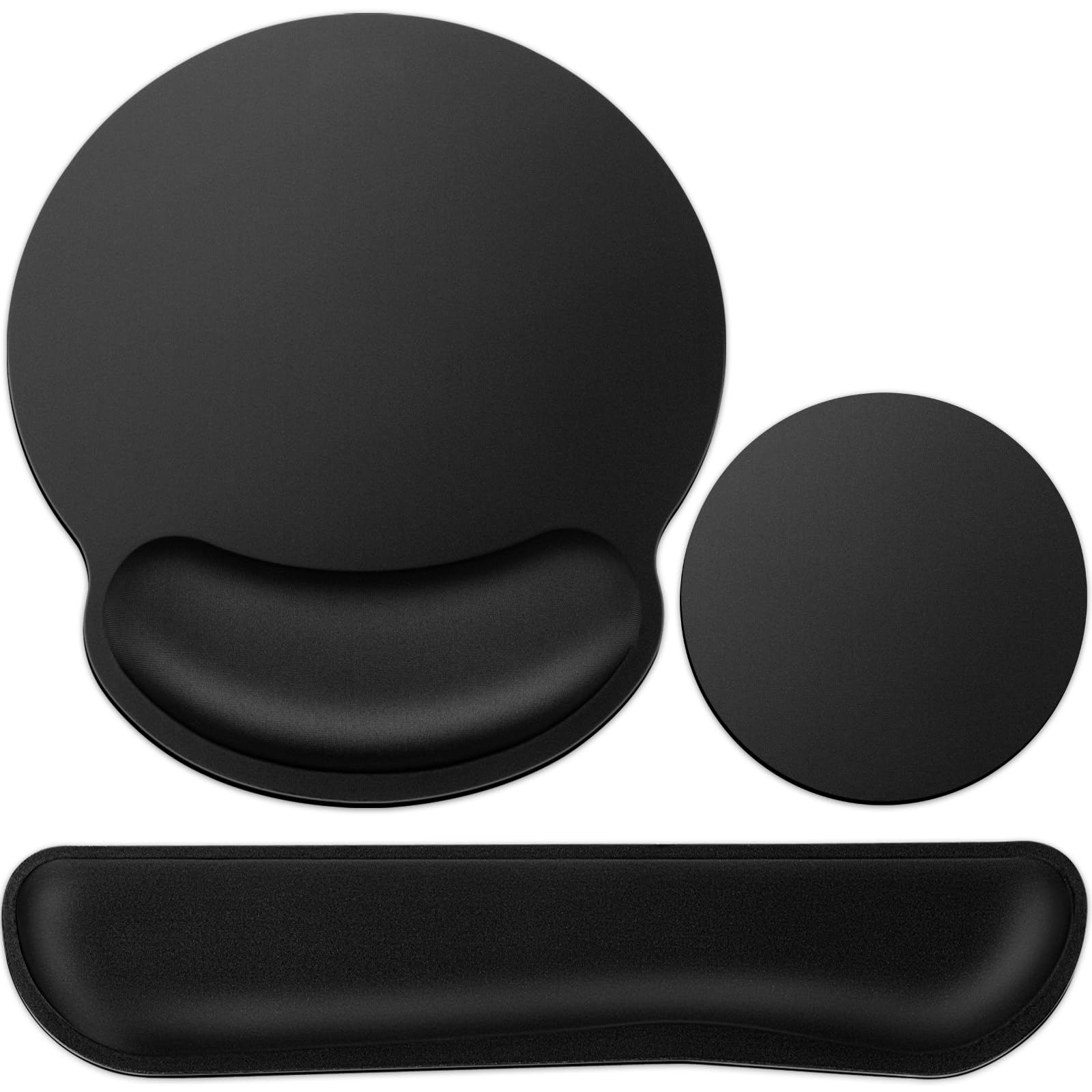 Qomolama 3-in-1 Ergonomic Mouse Pad with Wrist Rest & Anti-Skid Base - Memory Foam Gaming Mouse Pad Set with Gel Keyboard Wrist Support for Office, Gaming & Computer Workstations