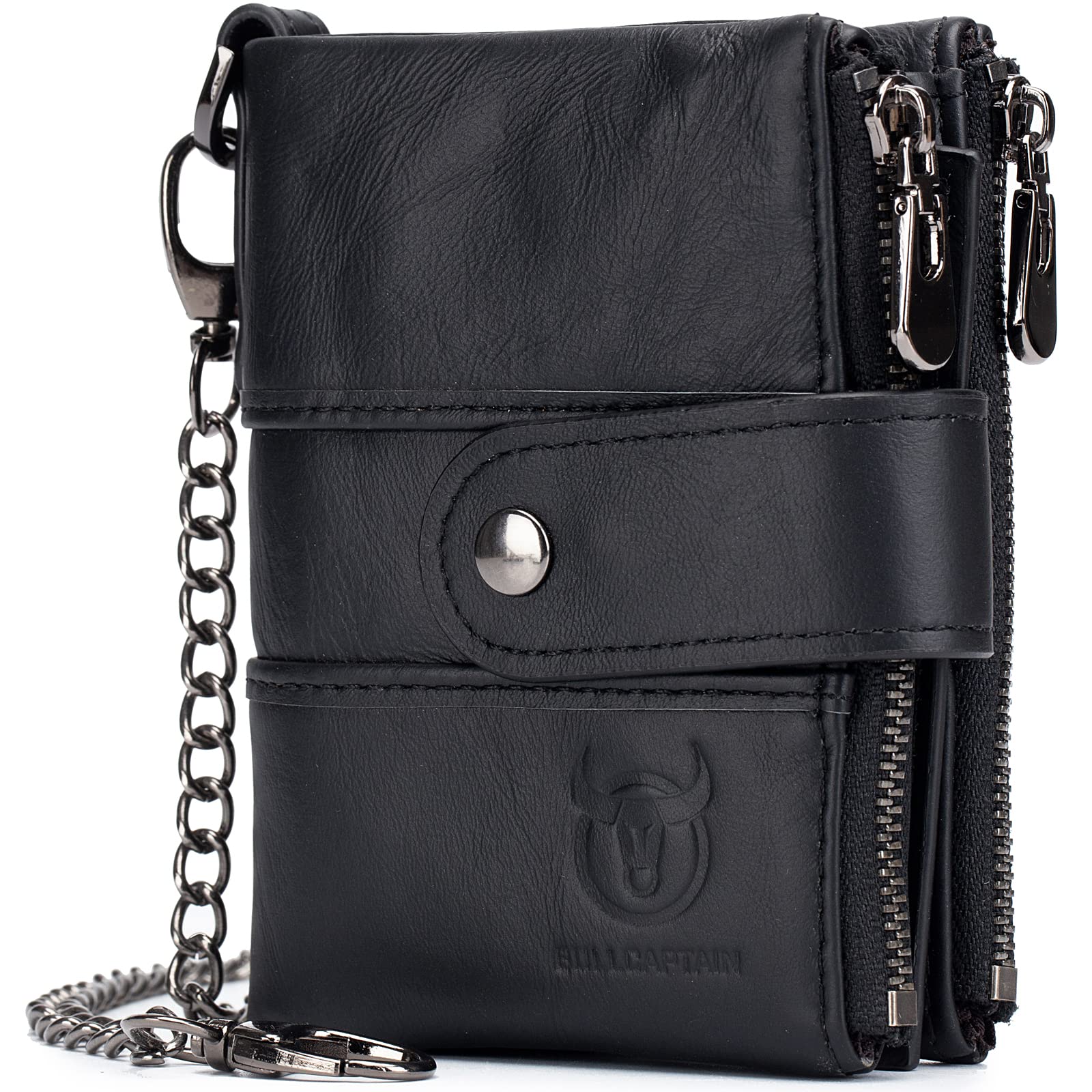 Anti-Theft RFID Blocking Leather Wallet for Men - Bifold Slim Wallet with 13 Card Slots, Zipper Coin Pocket & Security Chain | Perfect for Travel, Business & Everyday Use