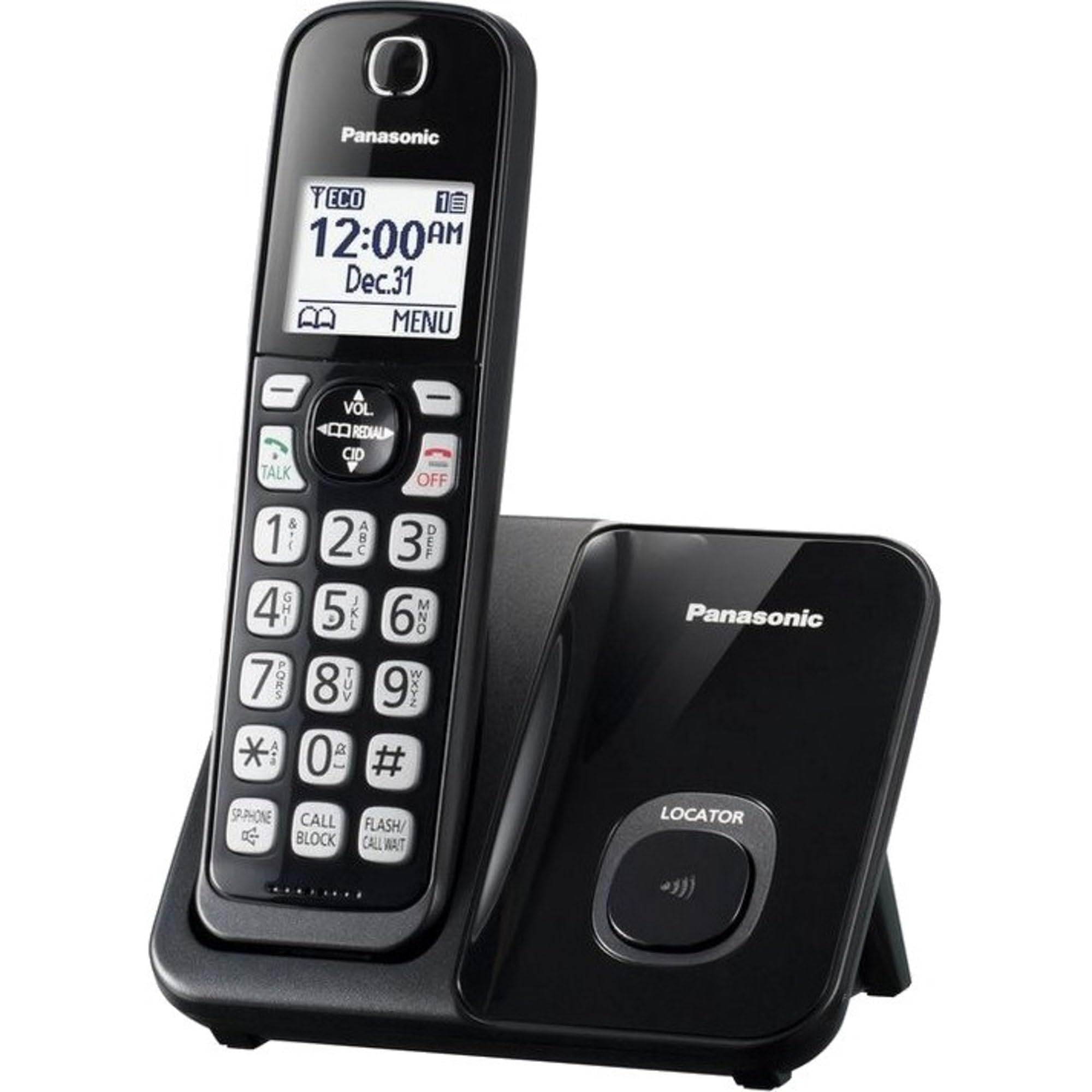 Panasonic KX-TGD510B Expandable Cordless Phone with Call Block - 1 Handset, Black, 7.2