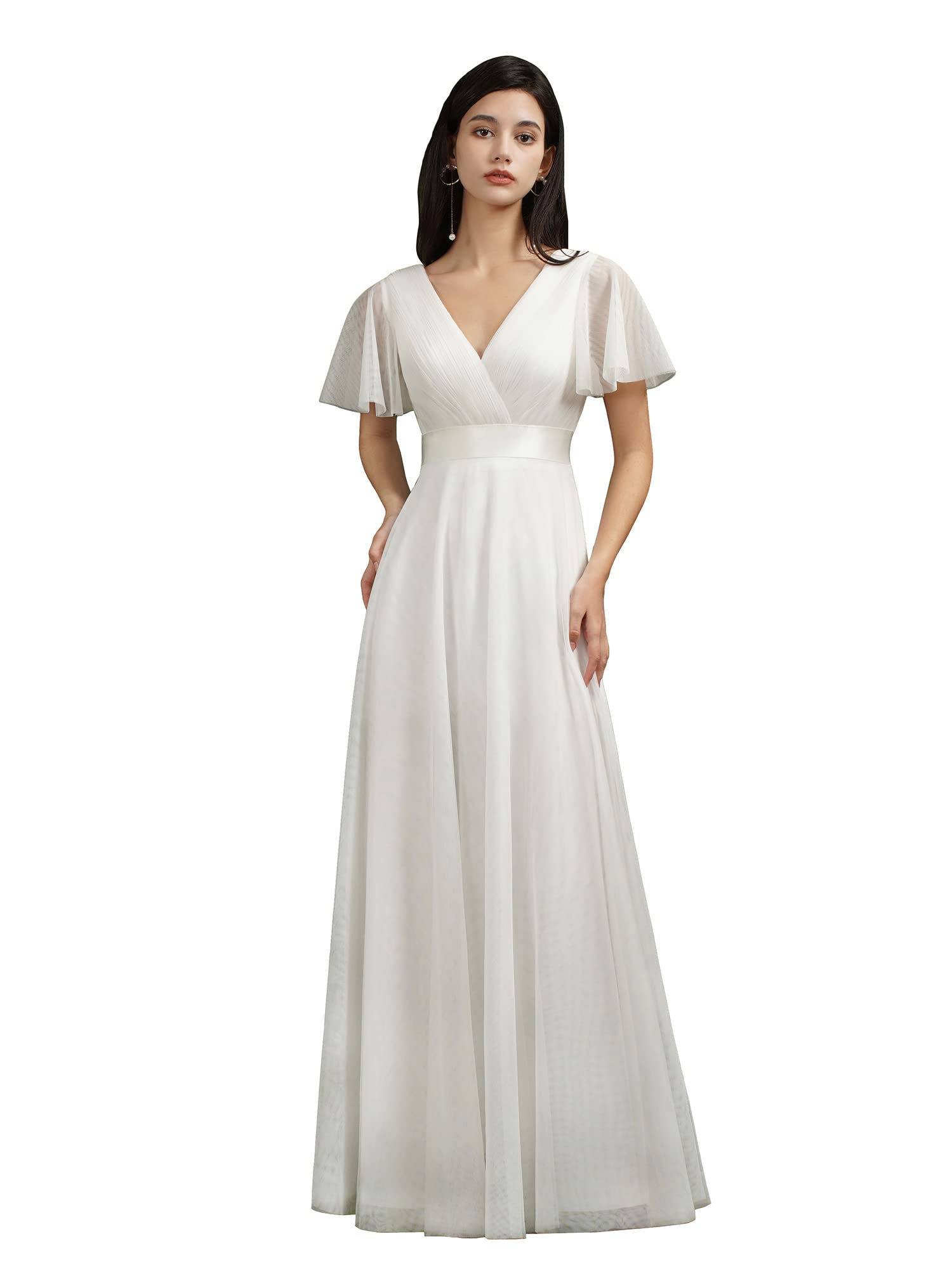 Elegant Beach Wedding Dresses for Bride - Lace Applique Evening Gown & Ball Gown - Perfect for Beach Ceremonies, Destination Weddings & Romantic Photos