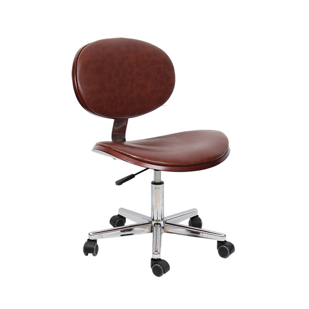 Swivel Stool Chair - Solid Wood Backrest, Rotating Computer & Office Chair, Adjustable Height 40-52cm, Brown - Perfect for Home Office, Reception Desks, and Dining Areas