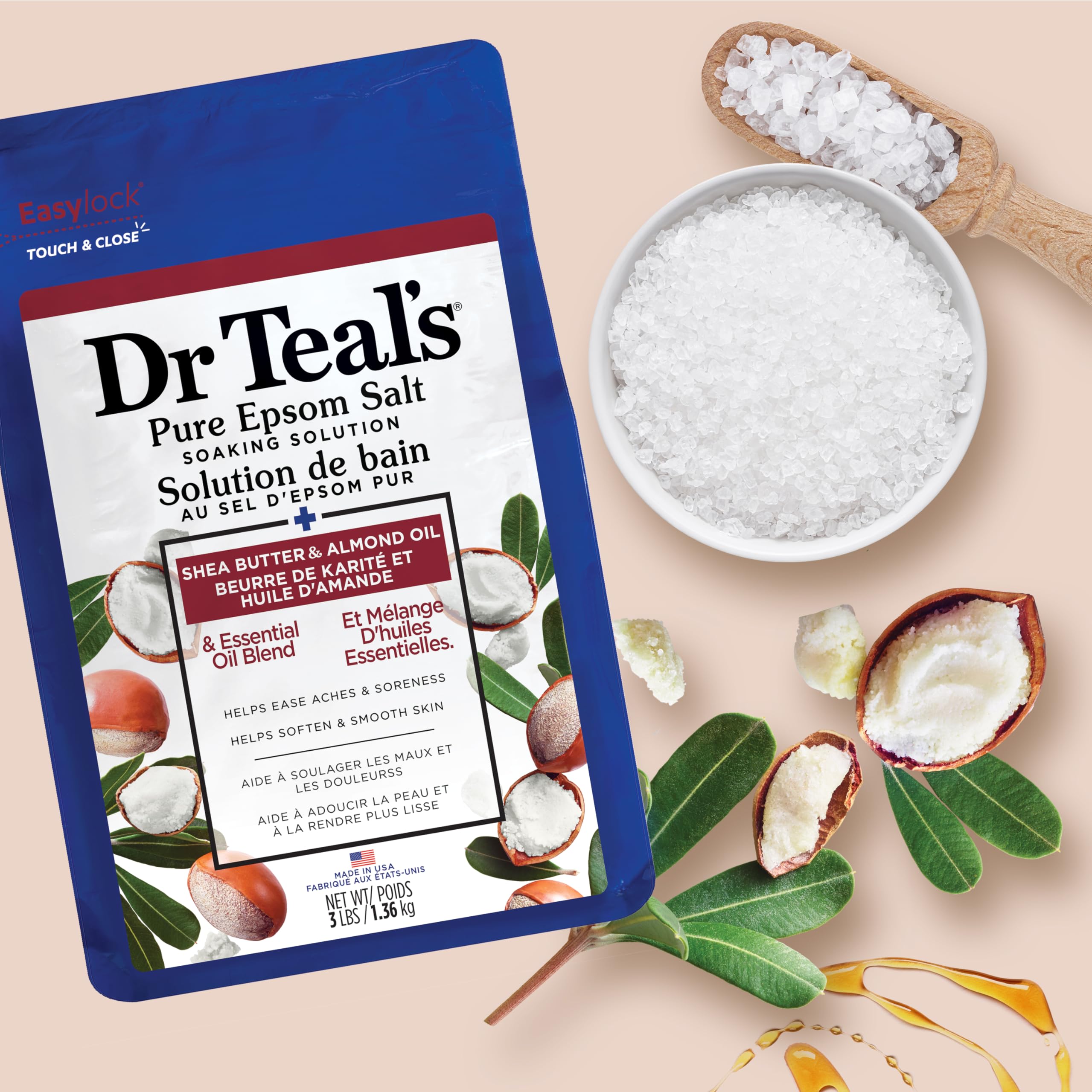 Dr Teal's Epsom Salt Soak Bundle - Elderberry & Shea Butter with Almond, 3 lbs Each - Relaxing Muscle Relief & Stress Relief for Bath, Spa & Self Care
