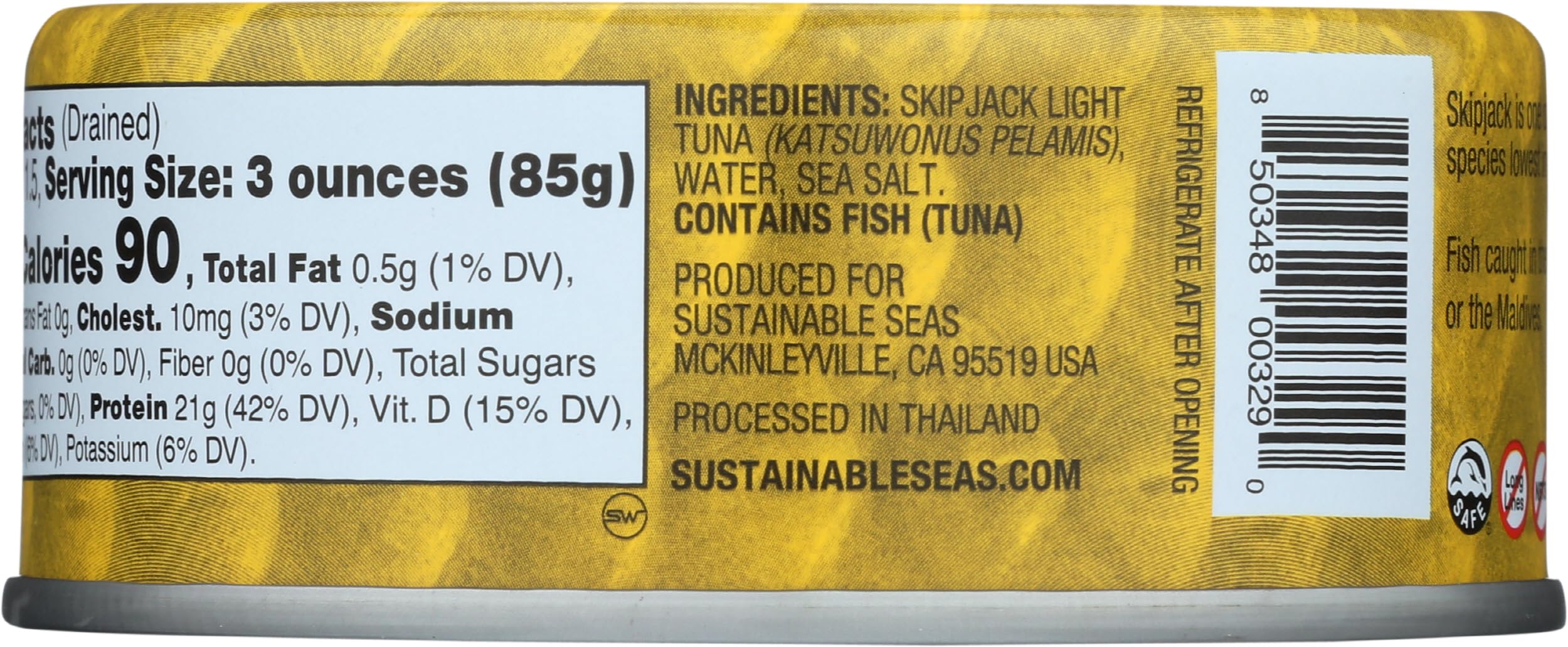 SUSTAINABLE SEAS Chunk Light Tuna in Water - 5 Oz Can, Wild Caught, High Protein, Keto & Paleo Friendly - Perfect for Salads, Sandwiches, and Healthy Meal Prep