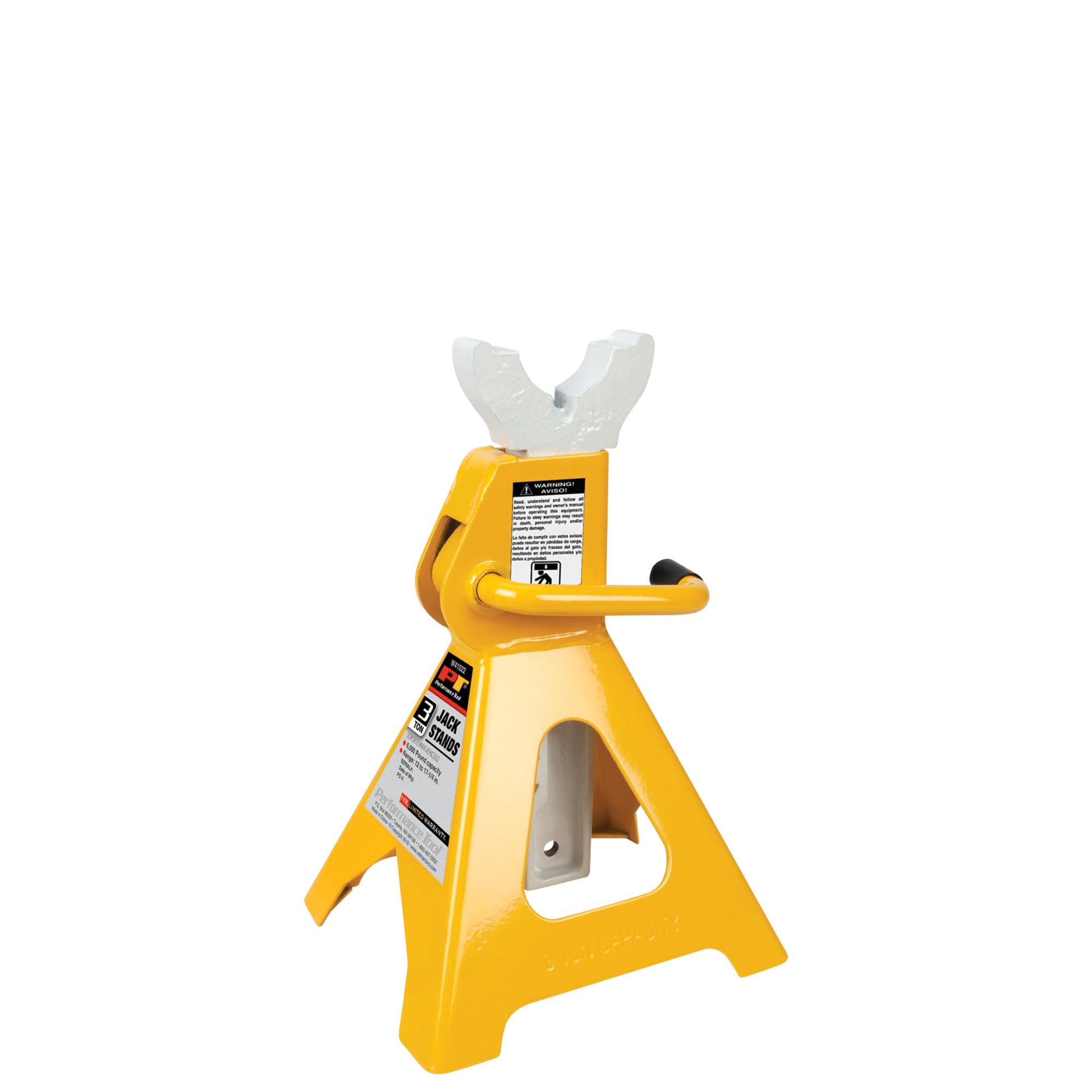 3-Ton Yellow Ratchet Jack Stand Set - Performance Tool W41022 for Safe Vehicle Lifting & Maintenance | Ideal for Car Repair, Oil Changes & Tire Rotations