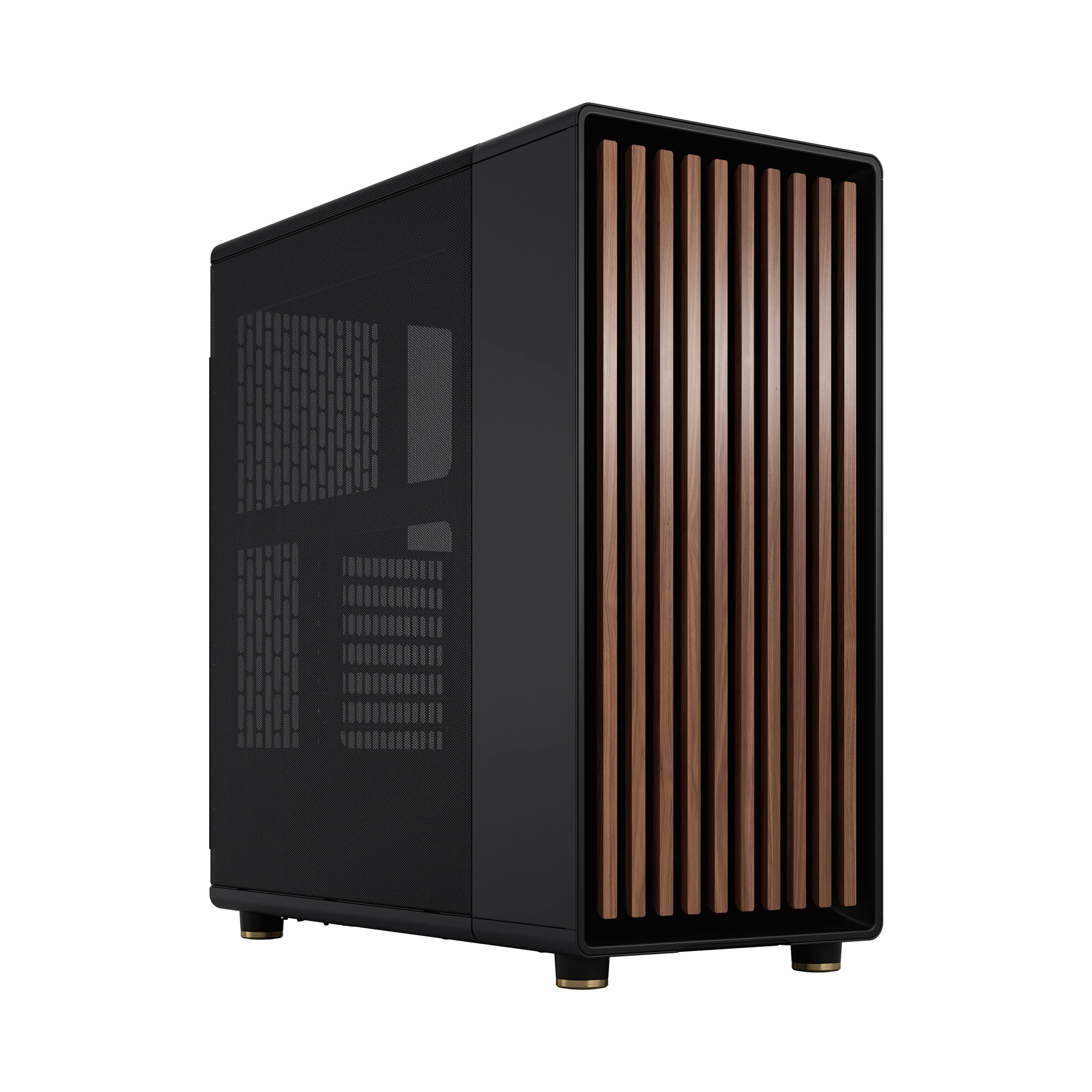 Fractal Design North ATX Mid Tower PC Case - Genuine Walnut Wood Front Panel, Mesh Side Panels, 2x140mm PWM Fans, USB-C - Premium Airflow Gaming Case (Charcoal Black) - Perfect for High-Performance Gaming PCs and Workstation Builds