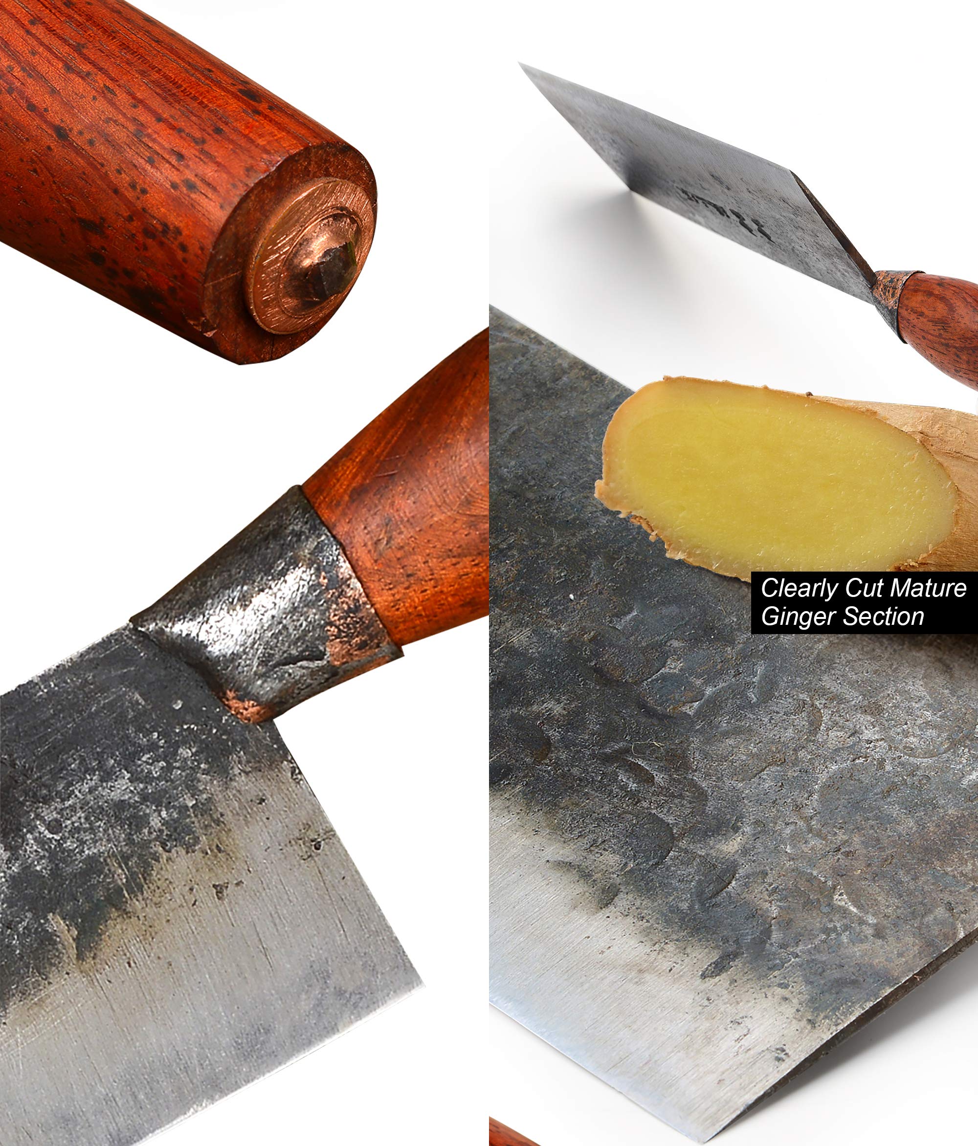 ZhenSanHuan Hand-Forged Carbon Steel Chinese Chef Knife - Professional Hand-Hammered Cleaver for Chopping, Slicing, Dicing - Perfect for Home Kitchen, Restaurant & BBQ Use
