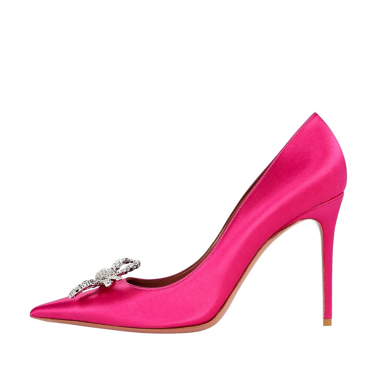 Keleimusi Women's Satin Pumps with Crystal Brooch - 3.75 Inch Dress Heels for Weddings, Parties & Formal Events | Elegant High Heels for Evening Wear & Special Occasions