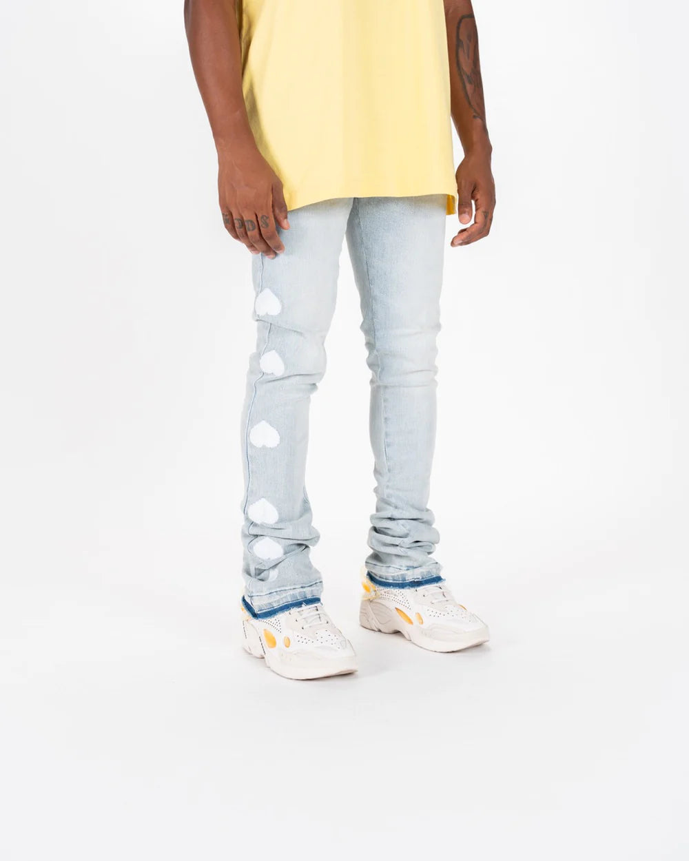 PHEELINGS Heartbeat of Success Flare Stack Denim Jeans for Women - Trendy High Waisted Bootcut Pants for Casual Wear & Night Out
