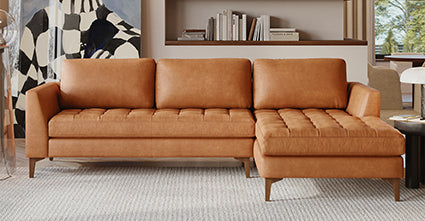 Modern Calle Right Facing Sectional Sofa - L-Shaped Corner Couch for Living Room, Family Room & Small Spaces | Comfortable Fabric Upholstery with Reversible Chaise