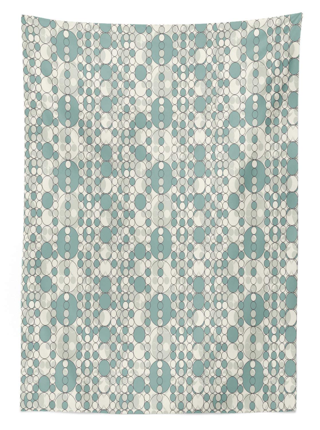 Ambesonne Vintage Abstract Circles Geometric Tablecloth - Washable Outdoor Picnic Table Cover 58