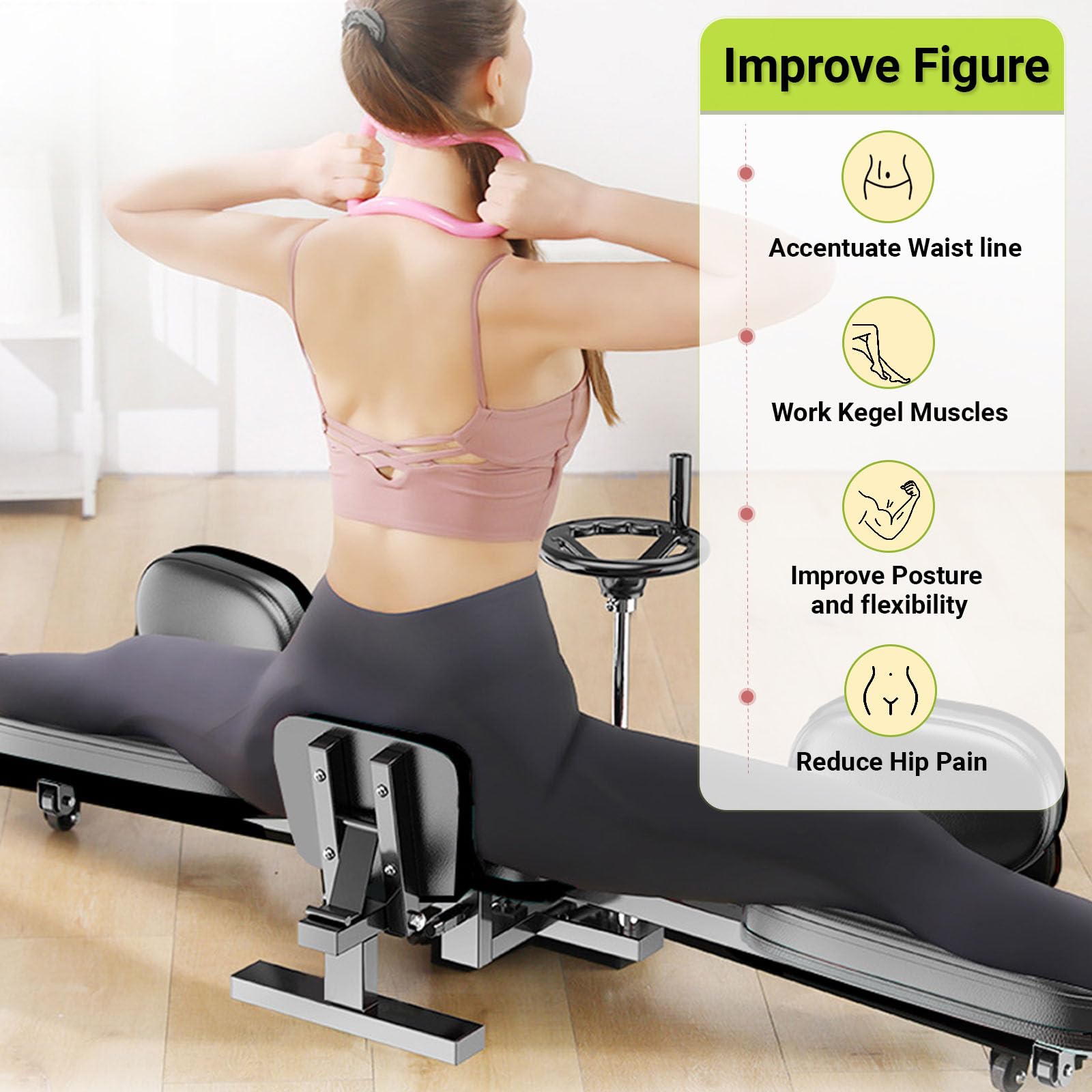 Flex Bench Hip Stretching Machine - Adjustable Stretcher for Yoga, Dance & Gymnastics | Improve Flexibility, Mobility & Reduce Hip Pain | Thigh & Glute Stretcher for Home Gym & Physical Therapy