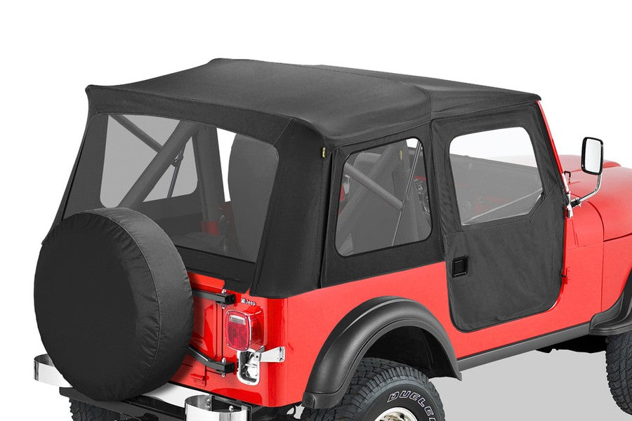 Ford Bronco Bestop Supertop Classic Squareback Soft Top - Black Denim with Clear Window for CJ5 | Durable Replacement Top for Off-Roading & Adventure