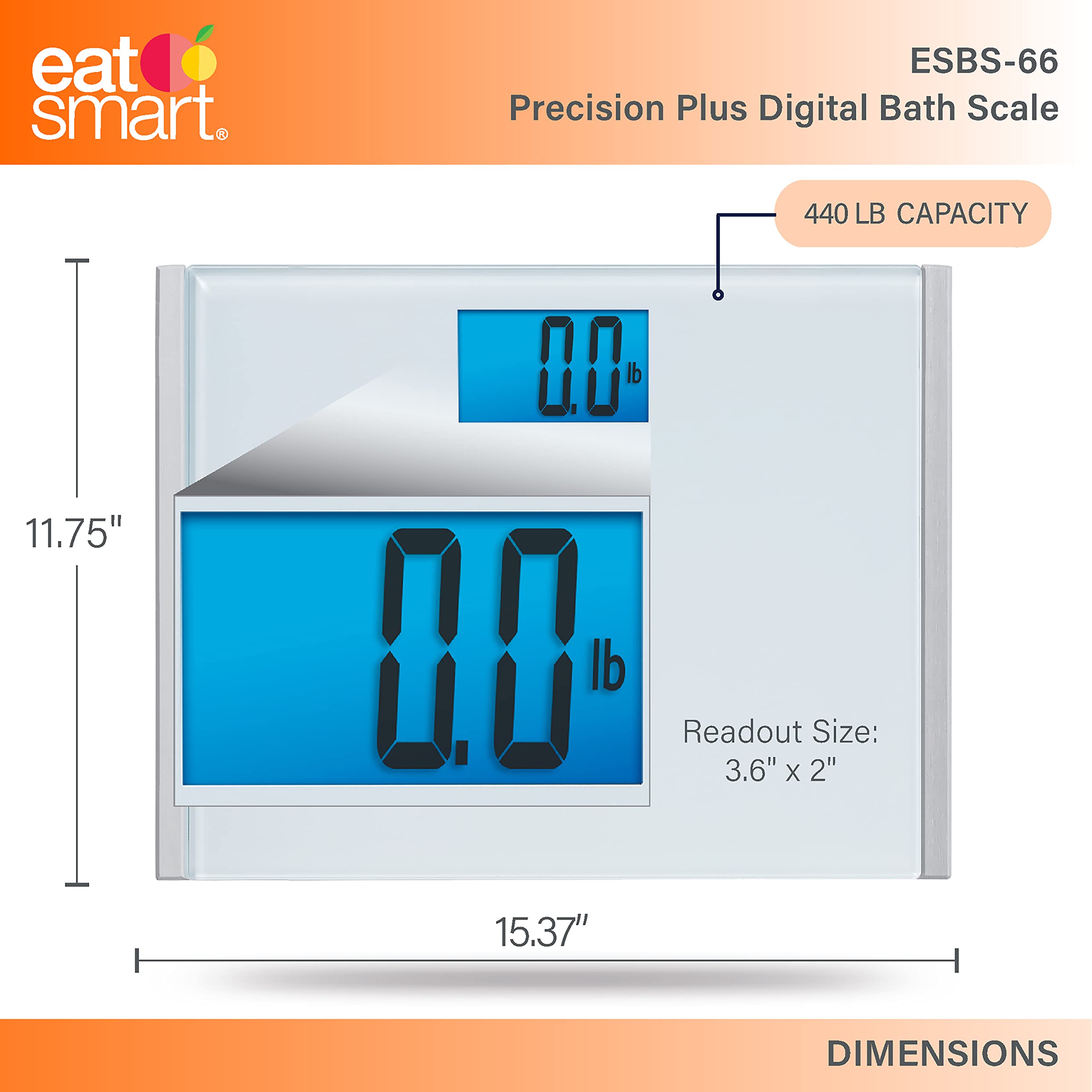 Eat Smart Precision Plus Digital Bathroom Scale - Wide Platform Body Weight Scale with High Accuracy, White - Perfect for Home, Gym & Health Tracking