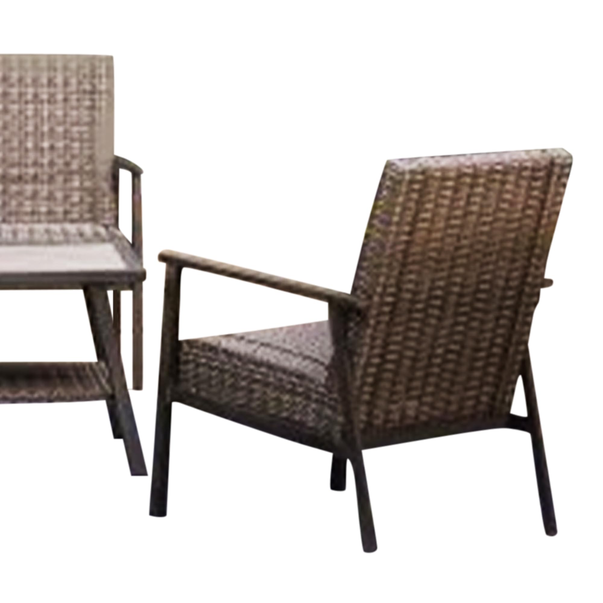 Nantucket 4-Piece All-Weather Outdoor Patio Furniture Set - 2 Chairs, Loveseat & Rectangular Table in Brown - Perfect for Backyard, Poolside & Garden Relaxation