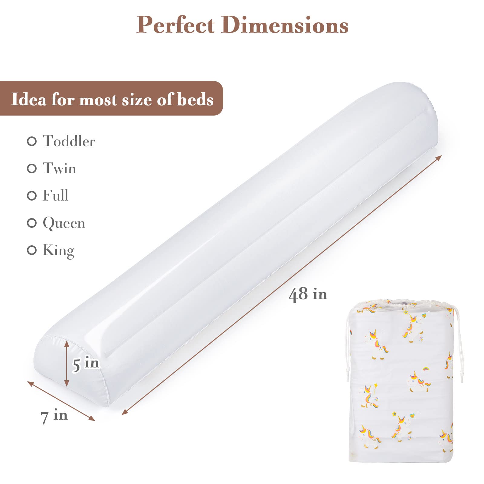 Inflatable Travel Bed Rails for Toddlers (2-Pack) - Portable Blow Up Bed Guard for Kids - Fits Full, Queen & King Size Beds - Home & Hotel Use - Perfect for Travel, Camping and Sleepovers
