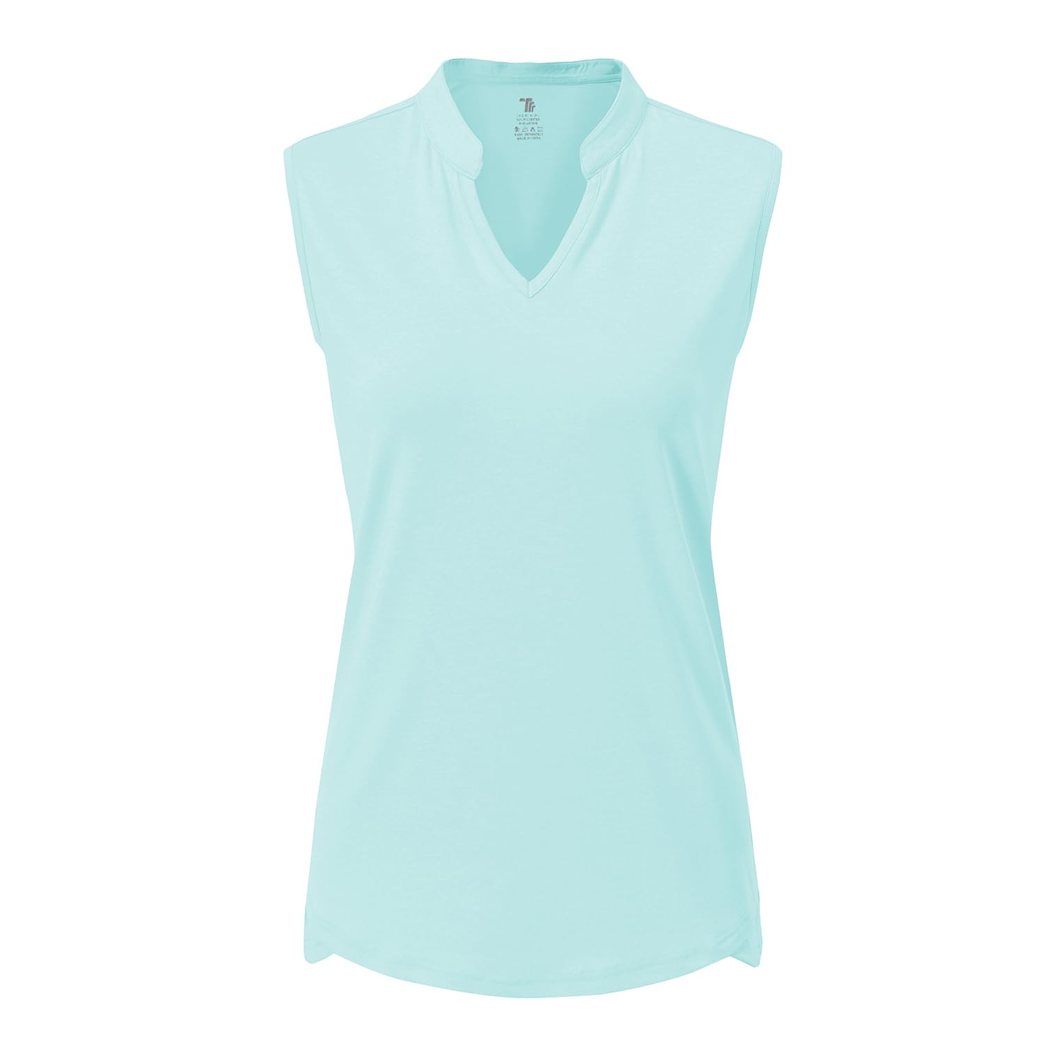 BASUDAM Women's Sleeveless Golf Polo Shirts - V-Neck Collarless Athletic T-Shirt for Tennis & Golf - Moisture Wicking Quick Dry Performance Top for Women's Sports & Outdoor Activities
