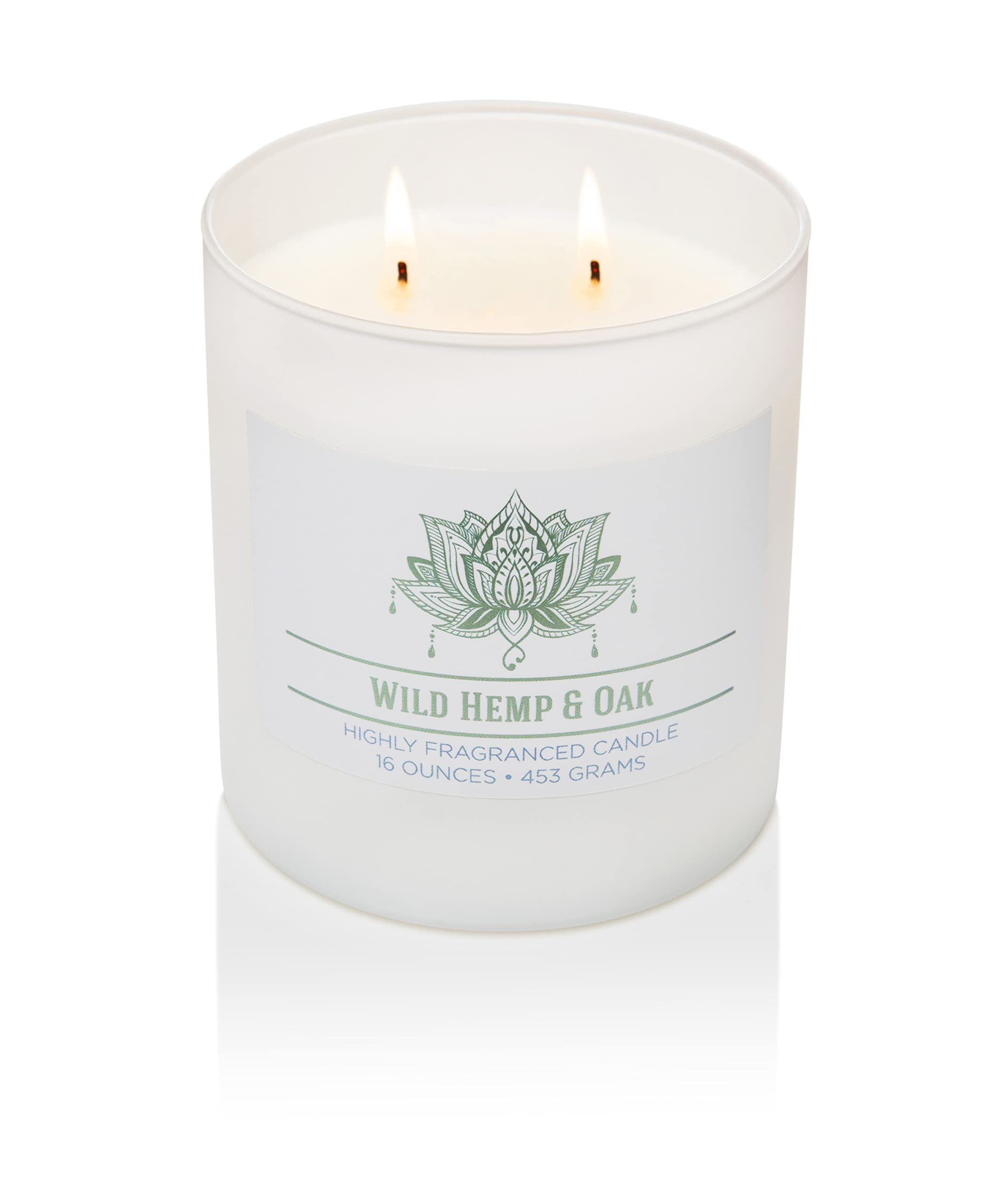 CAROLINA Wild Hemp & Oak Scented Soy Wax Candle - 2 Wick Aromatherapy Candle for Relaxation, 16oz (60 Hour Burn) | Home Fragrance, Wellness Collection, USA Made | Perfect for Yoga, Meditation & Stress Relief