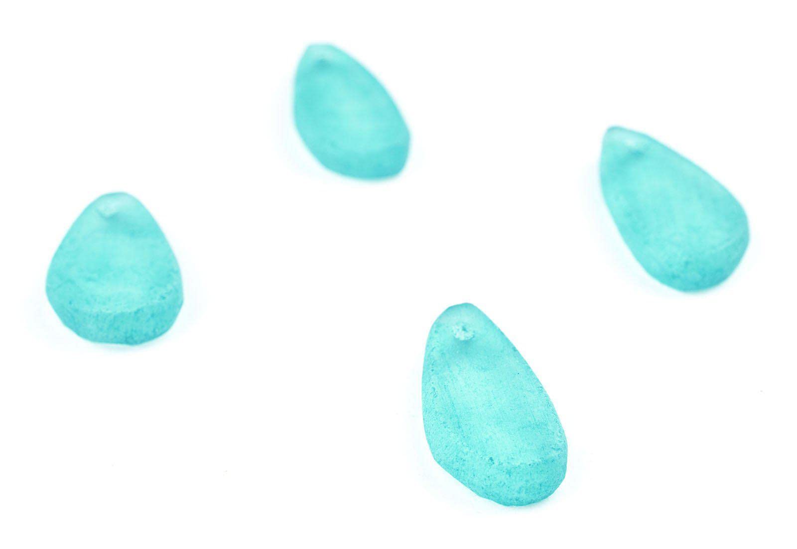 TheBeadChest Teardrop Sea Glass Pendants - Frosted Matte Eco-Friendly Translucent Recycled Glass Charms for DIY Jewelry Making, Necklace Crafting & Beach-Themed Accessories | Perfect for Handmade Gifts, Boho Jewelry & Ocean-Inspired Designs