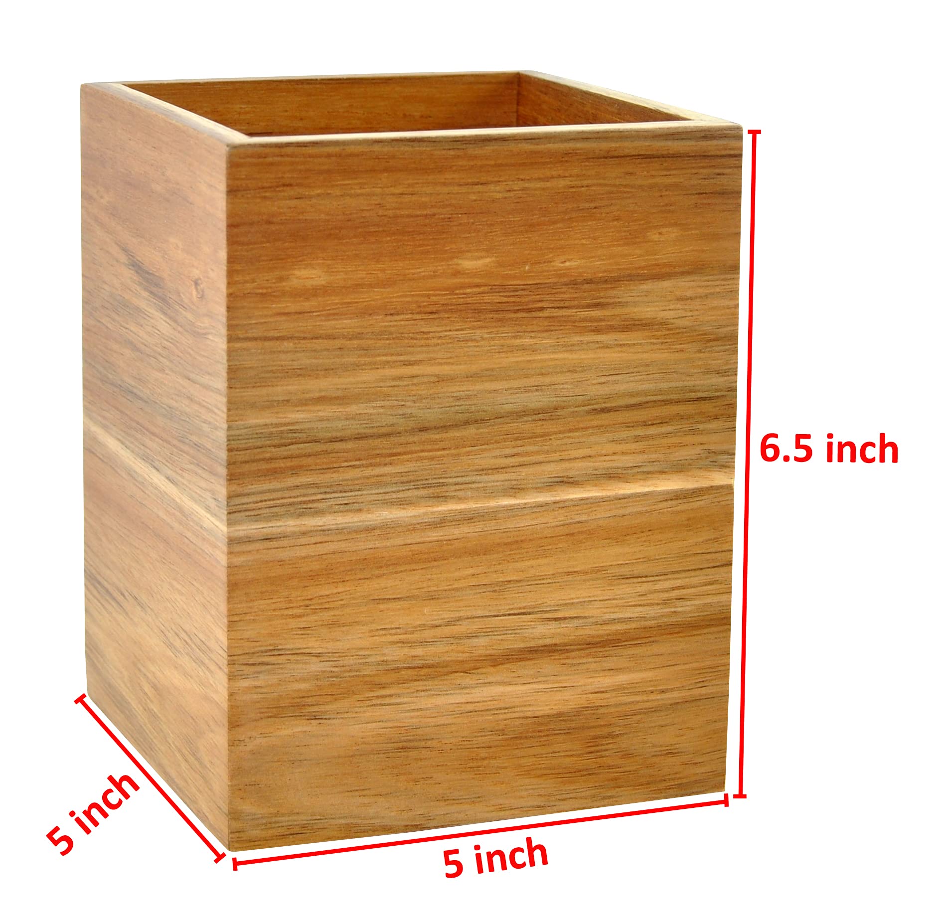 Spiretro Acacia Wood Kitchen Utensil Holder & Organizer - Countertop Cutlery Storage for Cooking Utensils, Spoons, Spatulas, Forks, Whisks & Knives - Lead-Free Lacquer, 5