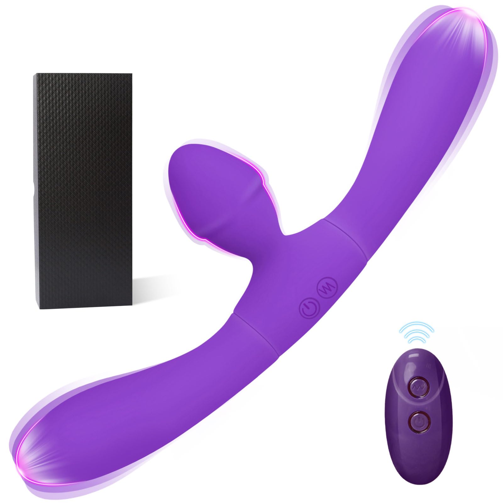 **Vibrating Double-Ended G-Spot Dildo with Anal Plug - Triple Head Stimulation, 7 Vibration Modes, Wearable Adult Toy for Couples & Lesbian Play (Purple) - Perfect for Solo, Partner & Roleplay Scenes**