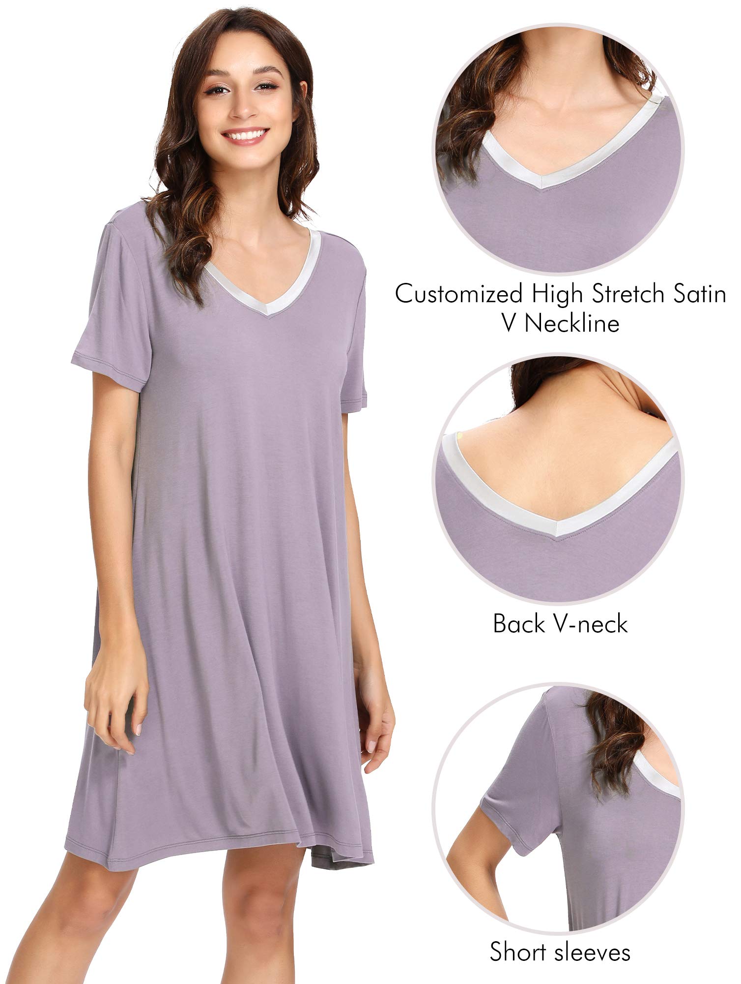 Soft Viscose Bamboo Nightgowns for Women - Breathable Plus Size Sleep Shirts & Short Sleeve Pajamas (Sizes S-4X) - Perfect for Summer Nights, Lounging & Comfortable Sleepwear