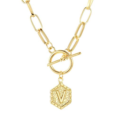 Annhoo Women's Layered Gold Initial Necklace with Hexagon Letter Pendant - Personalized Name Jewelry for Everyday Wear, Gift Giving & Special Occasions