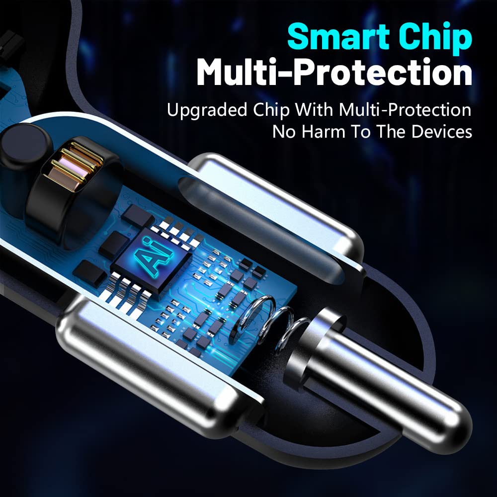 66W Super Fast Car Charger with SCP/QC3.0 Technology - Dual USB Cigarette Lighter Charger with Voltage Detection - Compatible with iPhone 14 Pro Max/13, MacBook Pro, iPad Pro, Nintendo Switch, Galaxy S22/S21 - Perfect for Road Trips & Daily Commutes
