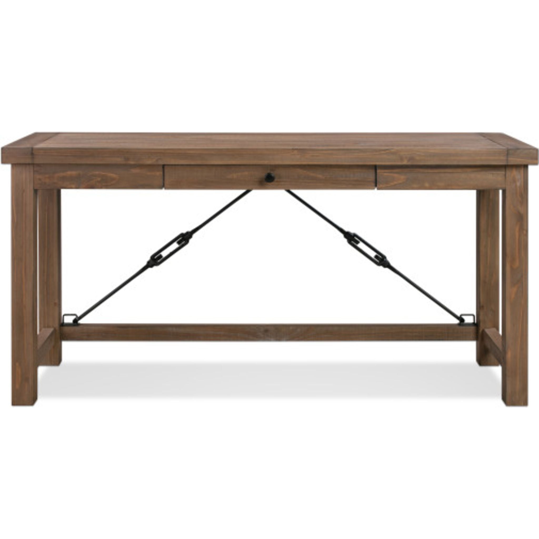 Flint Oak Wooden Desk - Rustic Autumn Home Office Furniture for Study & Work | Durable Writing Desk with Vintage Charm