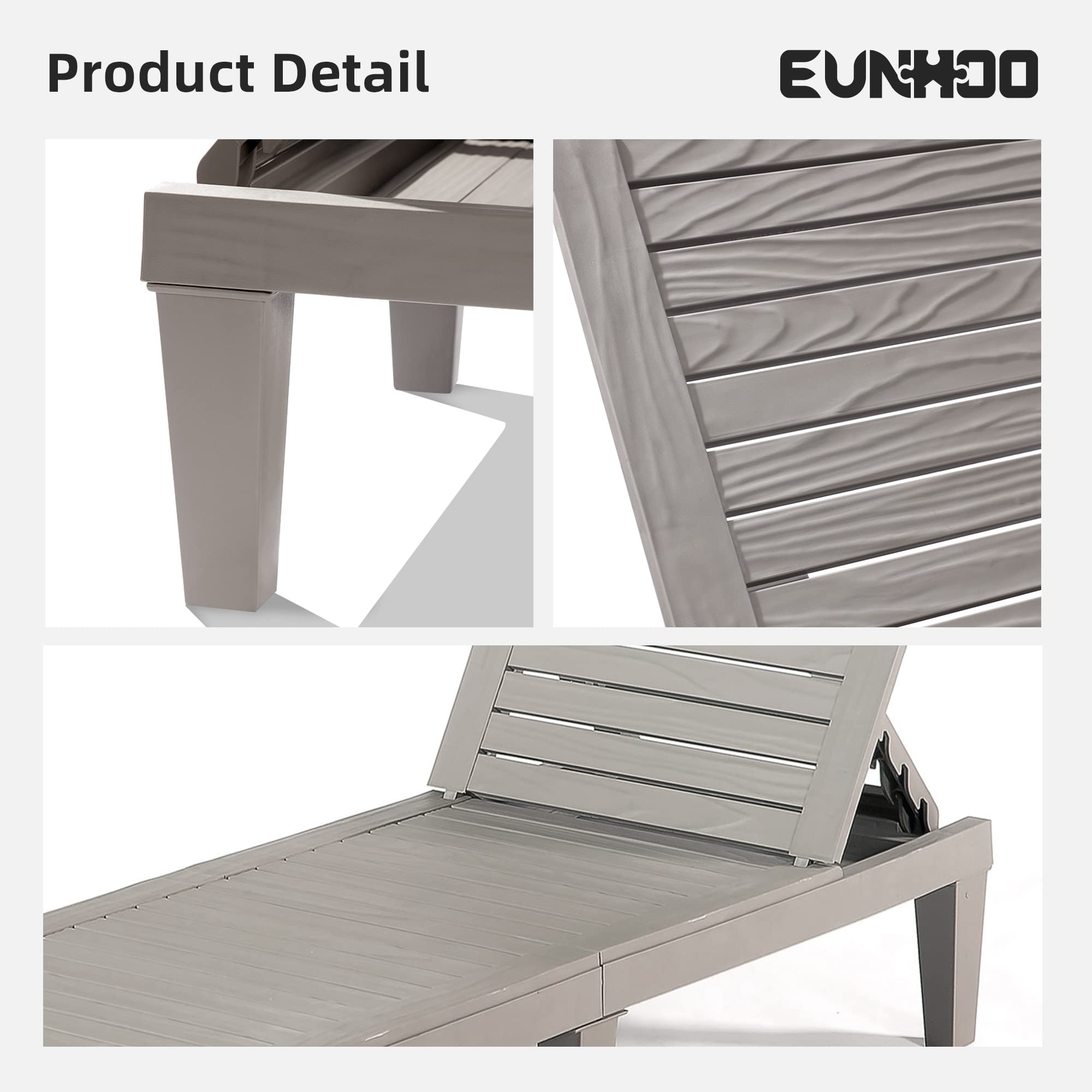 5-Position Adjustable Outdoor Lounge Chaise - Waterproof Pool Sun Lounger Chair for Garden, Beach, Patio & Deck - Perfect for Sunbathing & Relaxation (Set of 4) - Ideal for Backyard, Vacation Homes & Resort Style Living