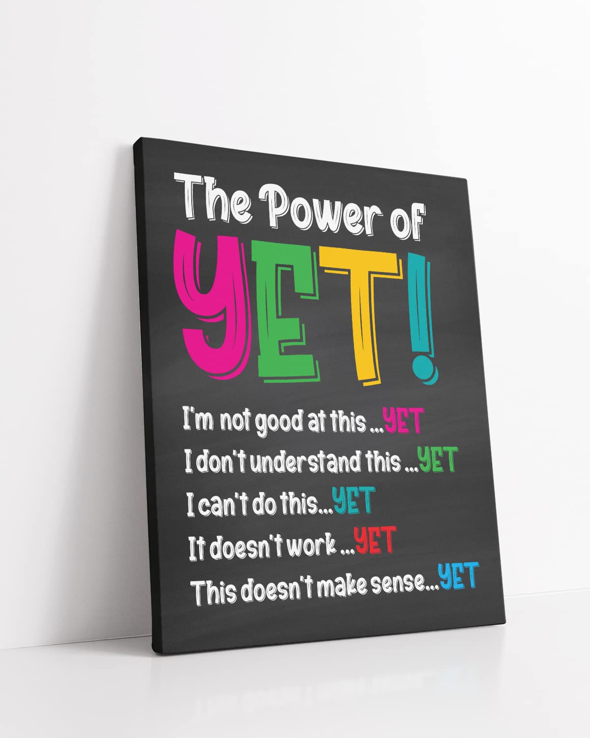 School Psychologist Office Decor - The Power of Yet Mental Health Wall Art for Kids & Teachers - 24x30 Ready to Hang Canvas - Classroom Decor, Counseling Room Aesthetic, Bedroom Wall Decor - Motivational Poster for Students, Educators & Therapists